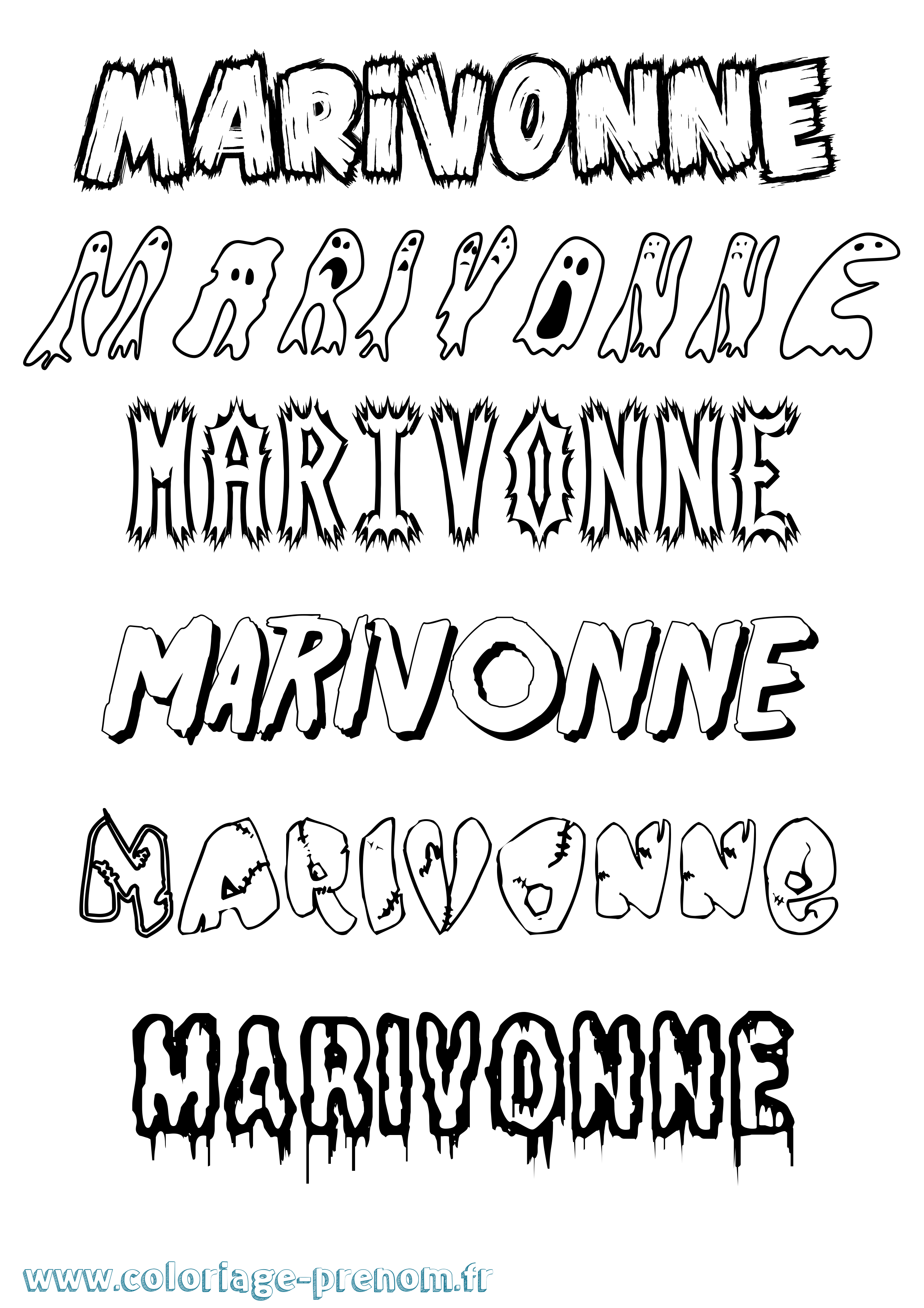 Coloriage prénom Marivonne Frisson