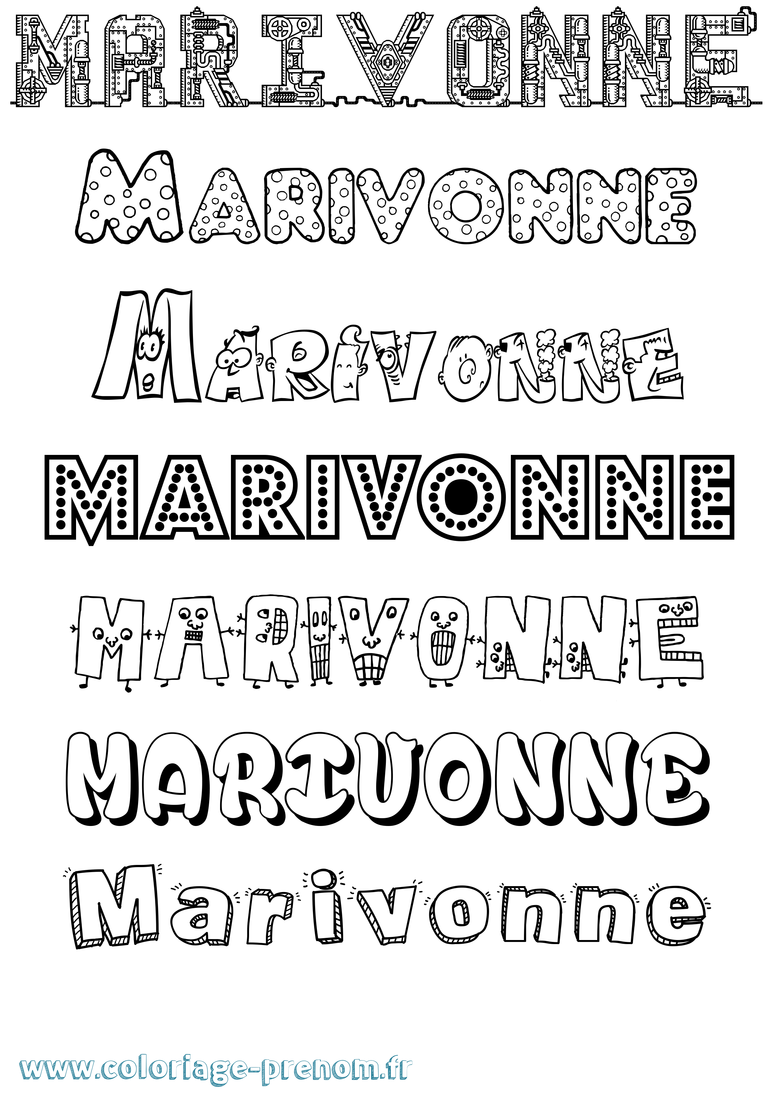 Coloriage prénom Marivonne Fun