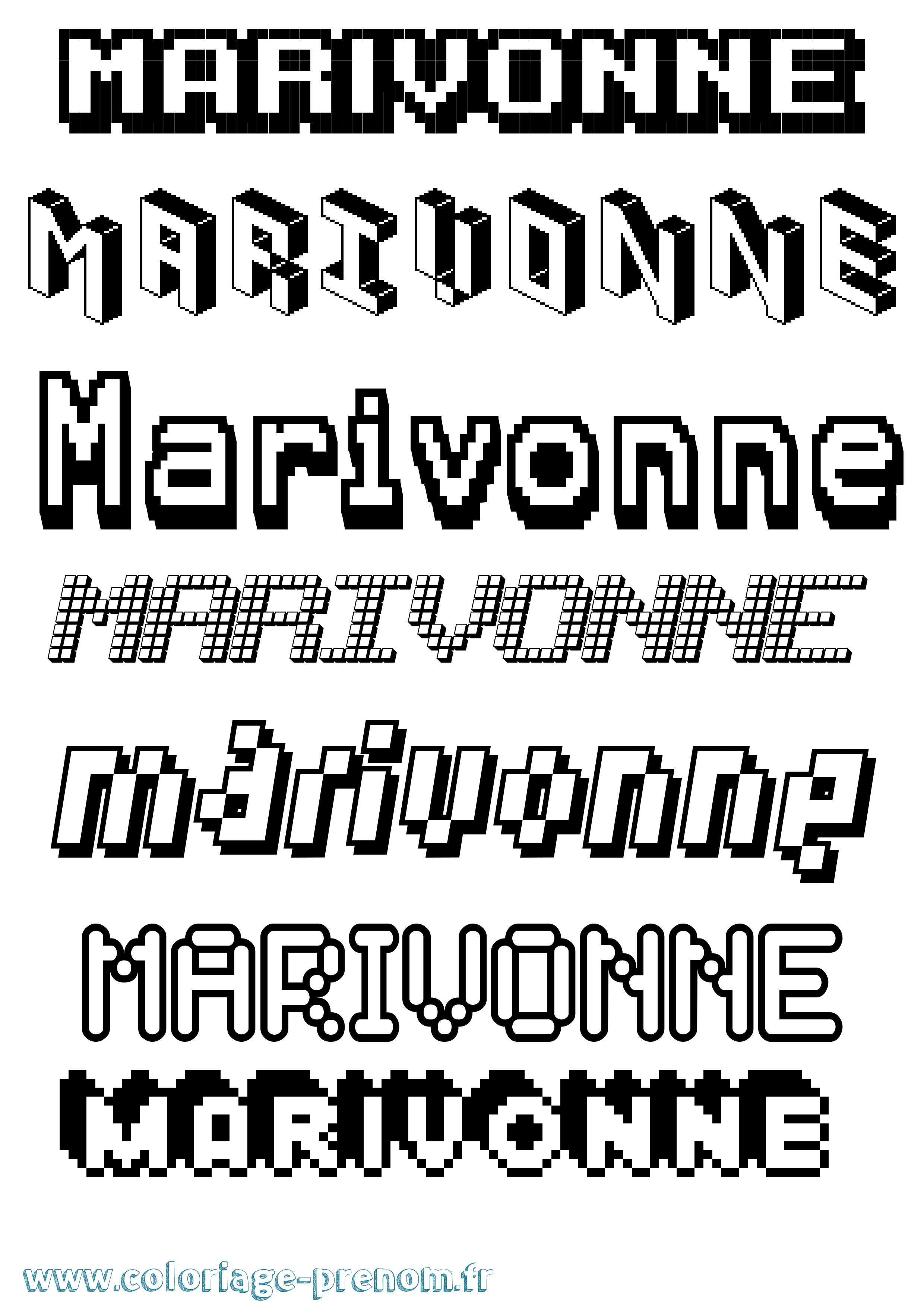 Coloriage prénom Marivonne Pixel