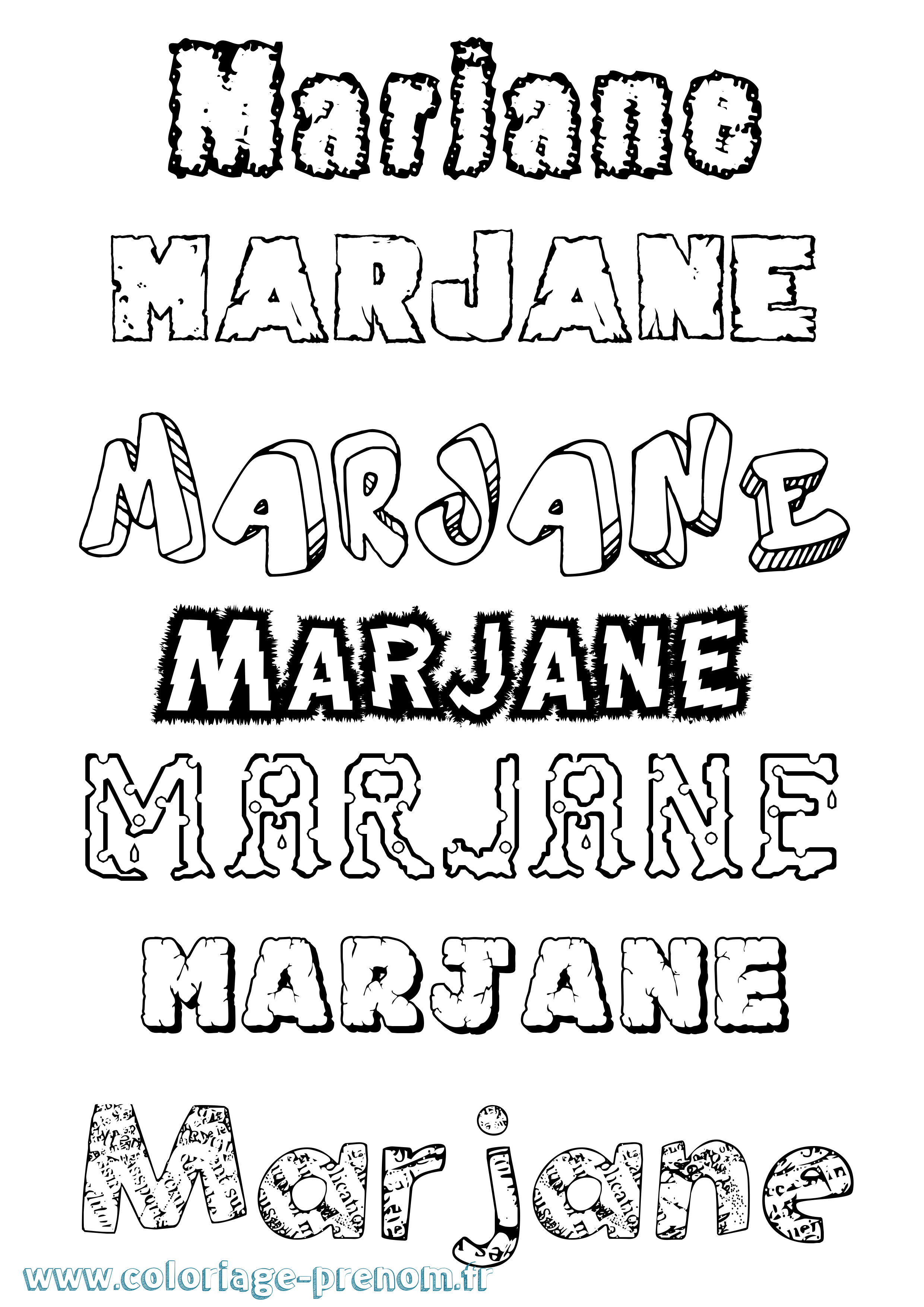 Coloriage prénom Marjane