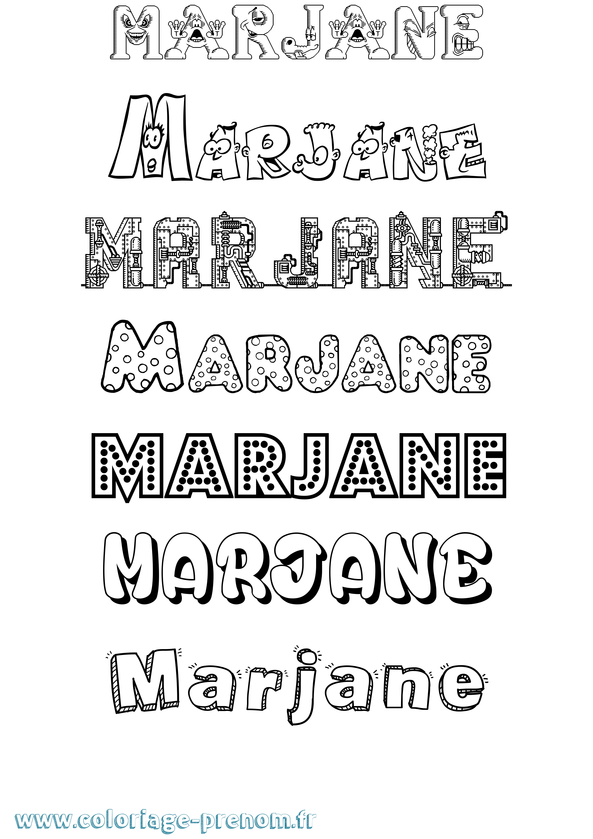Coloriage prénom Marjane