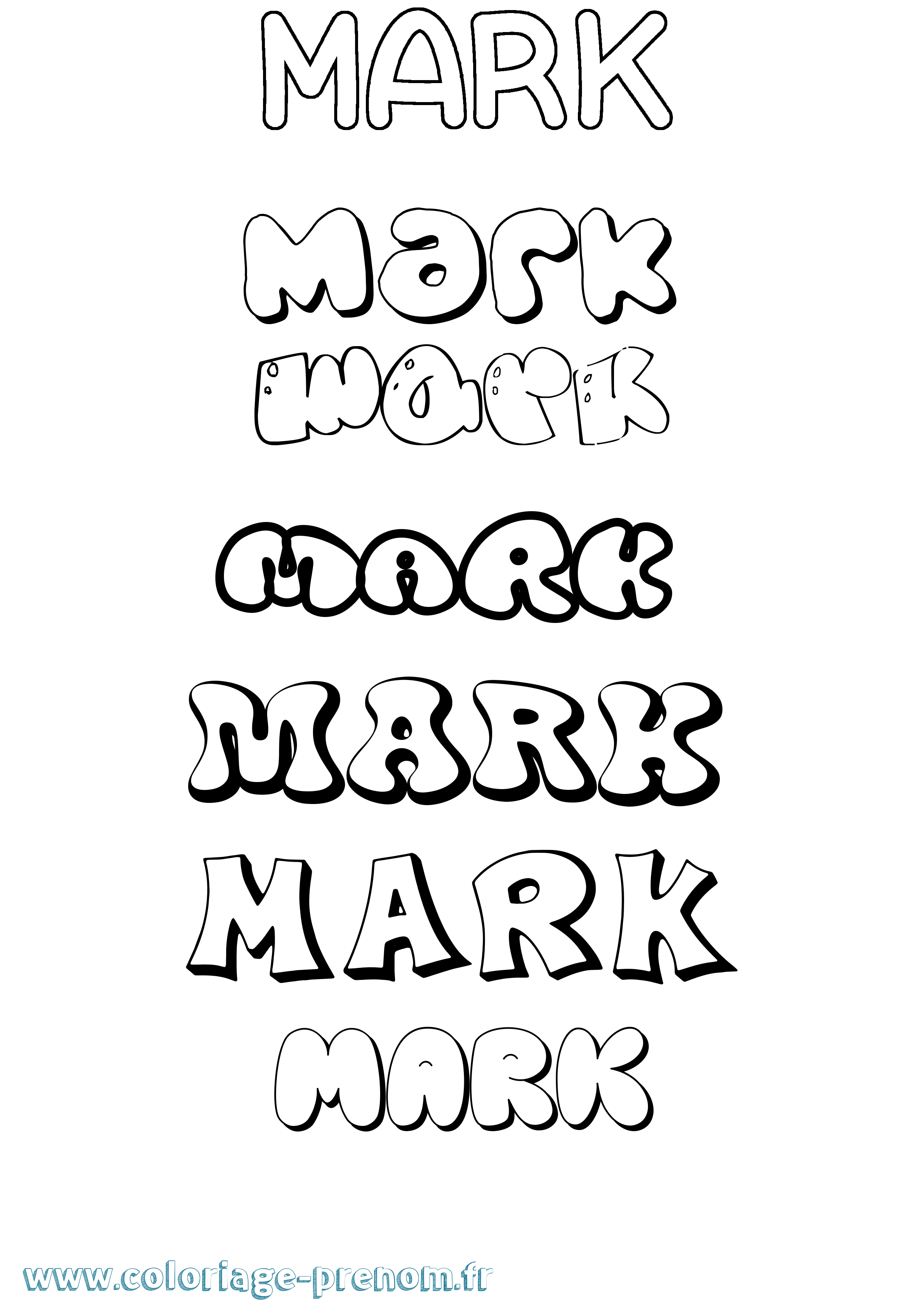 Coloriage prénom Mark Bubble