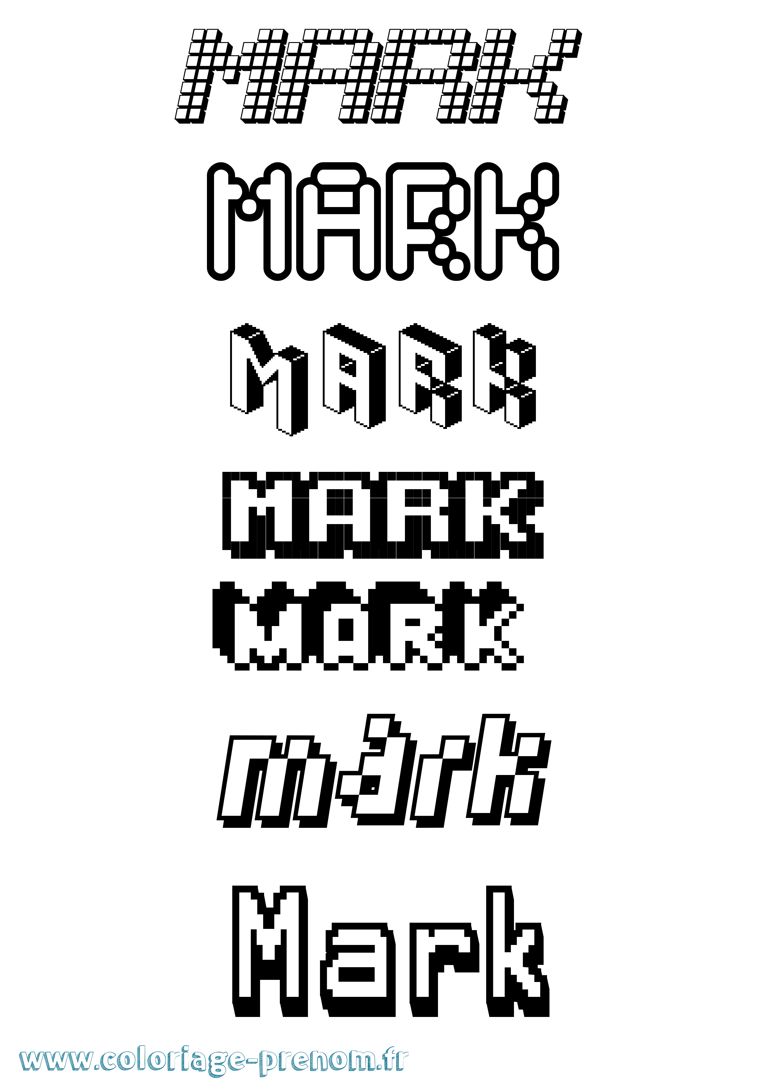 Coloriage prénom Mark Pixel