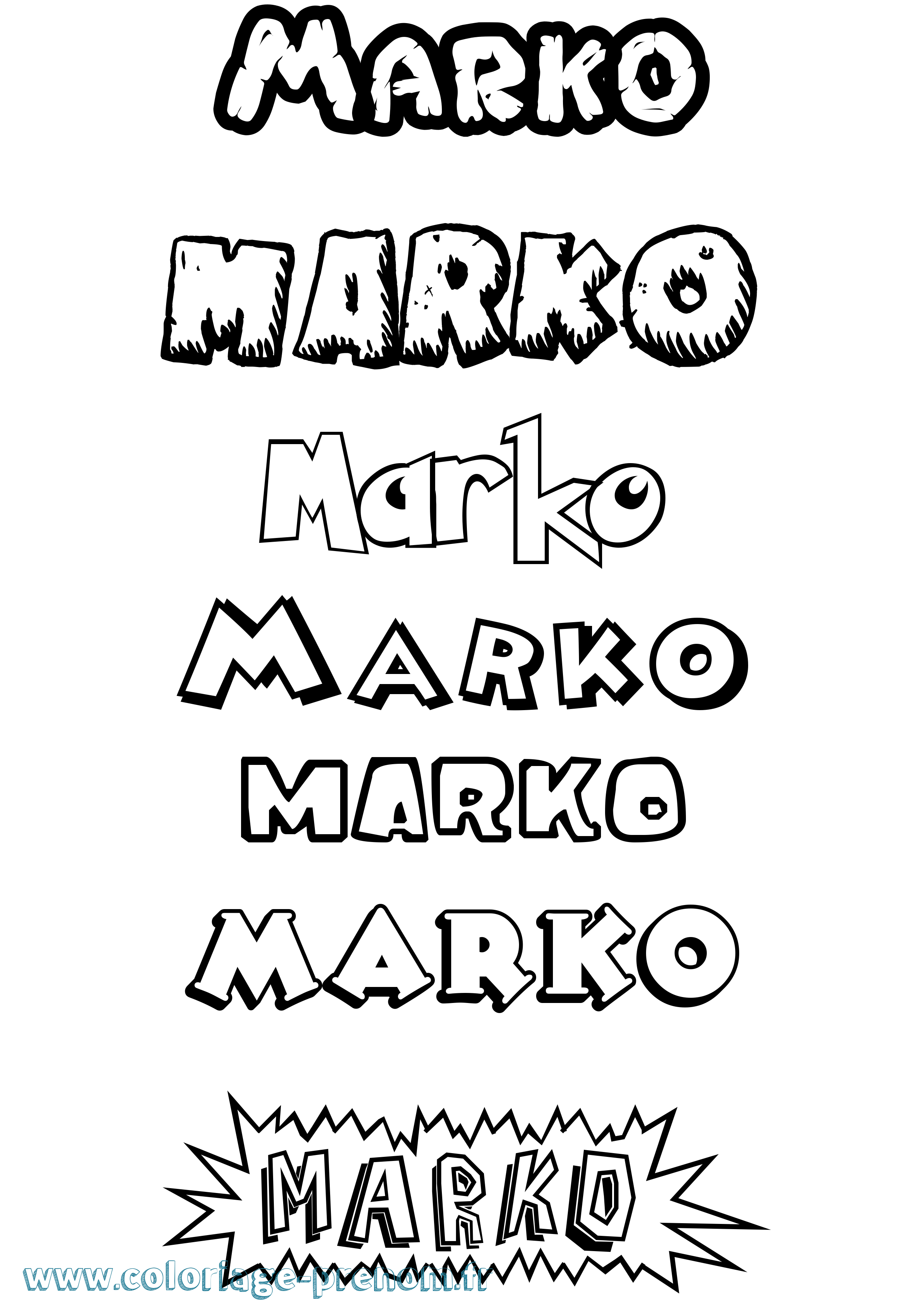 Coloriage Marko Coloriage prénom Marko