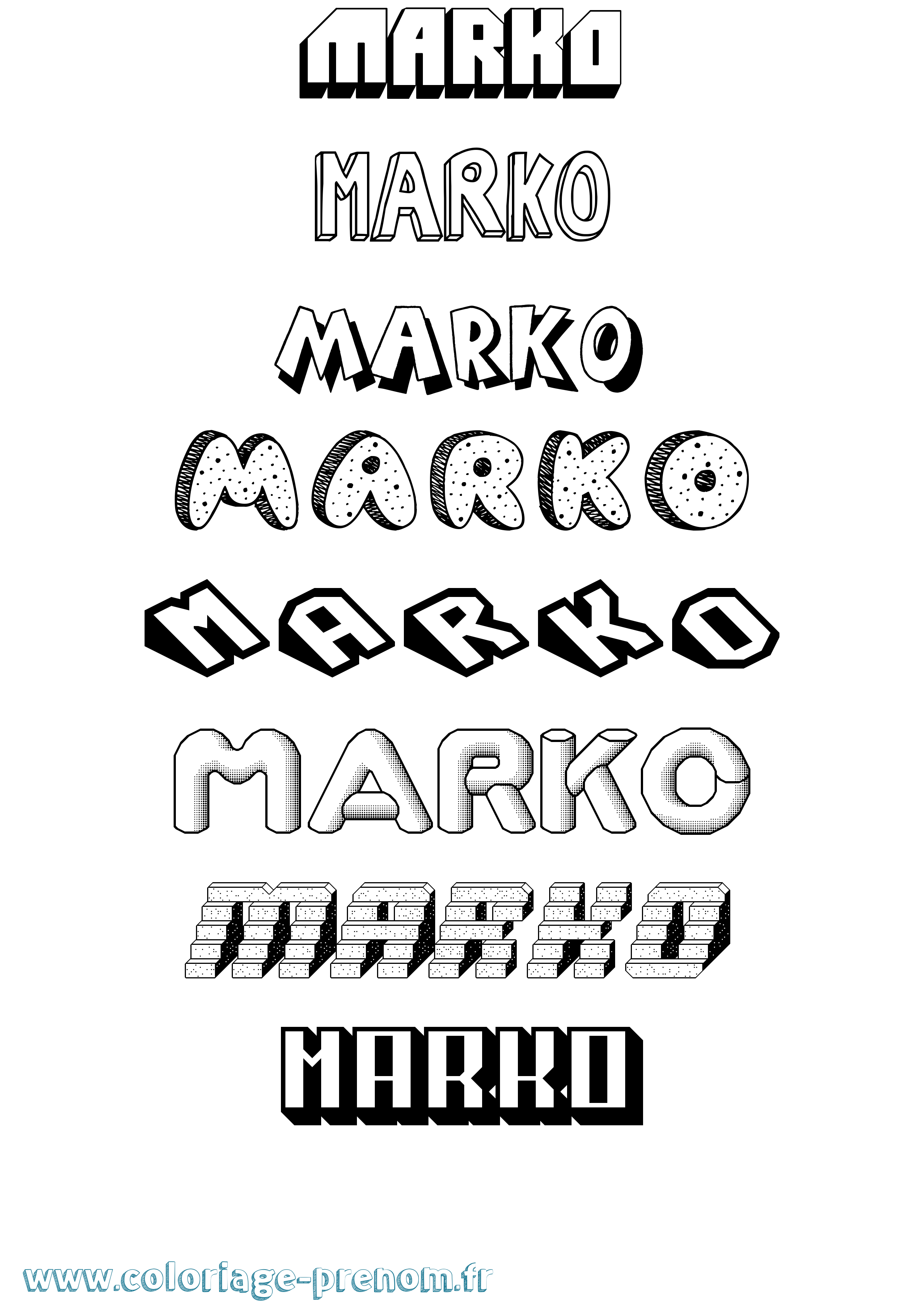 Coloriage Marko Coloriage prénom Marko