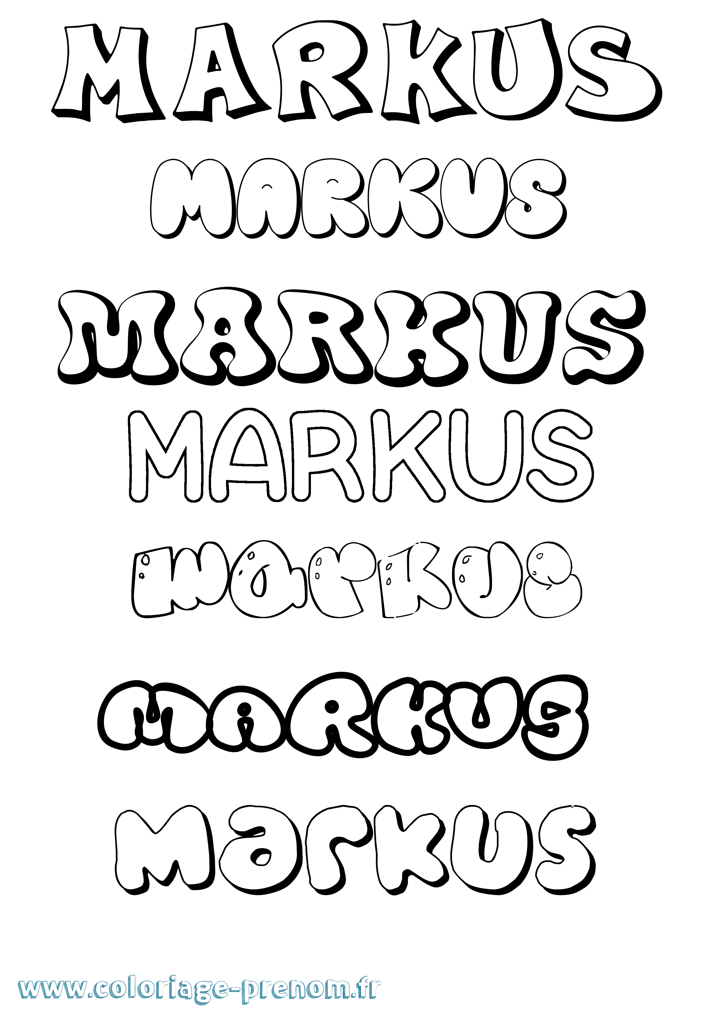 Coloriage prénom Markus Bubble