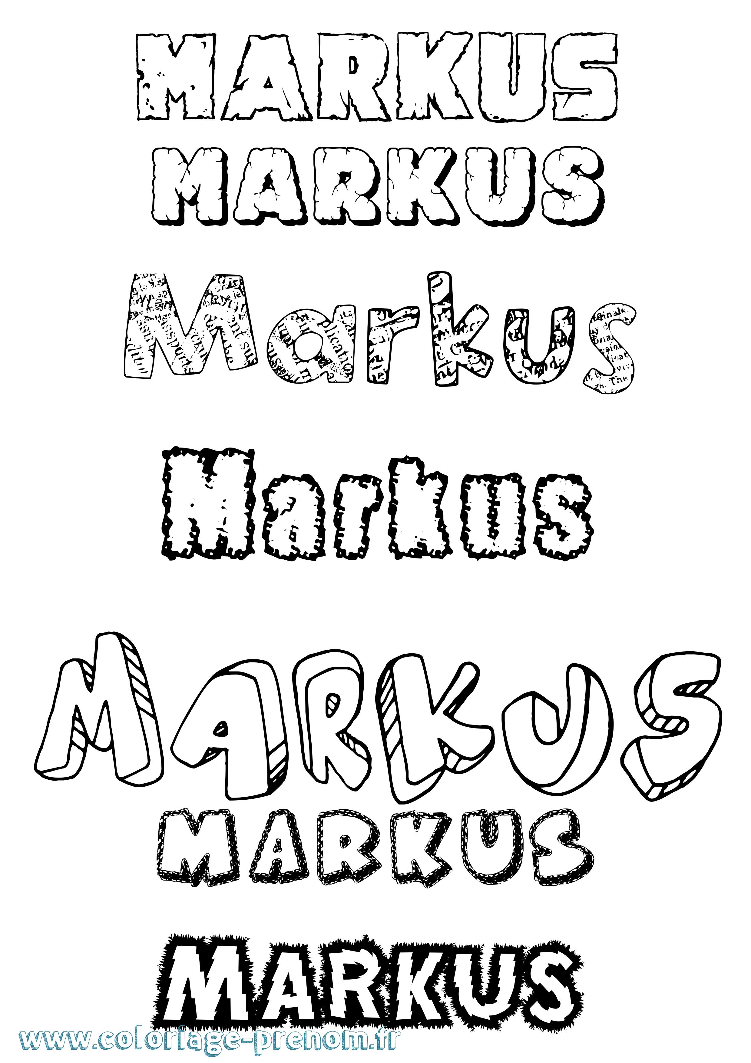 Coloriage prénom Markus Destructuré