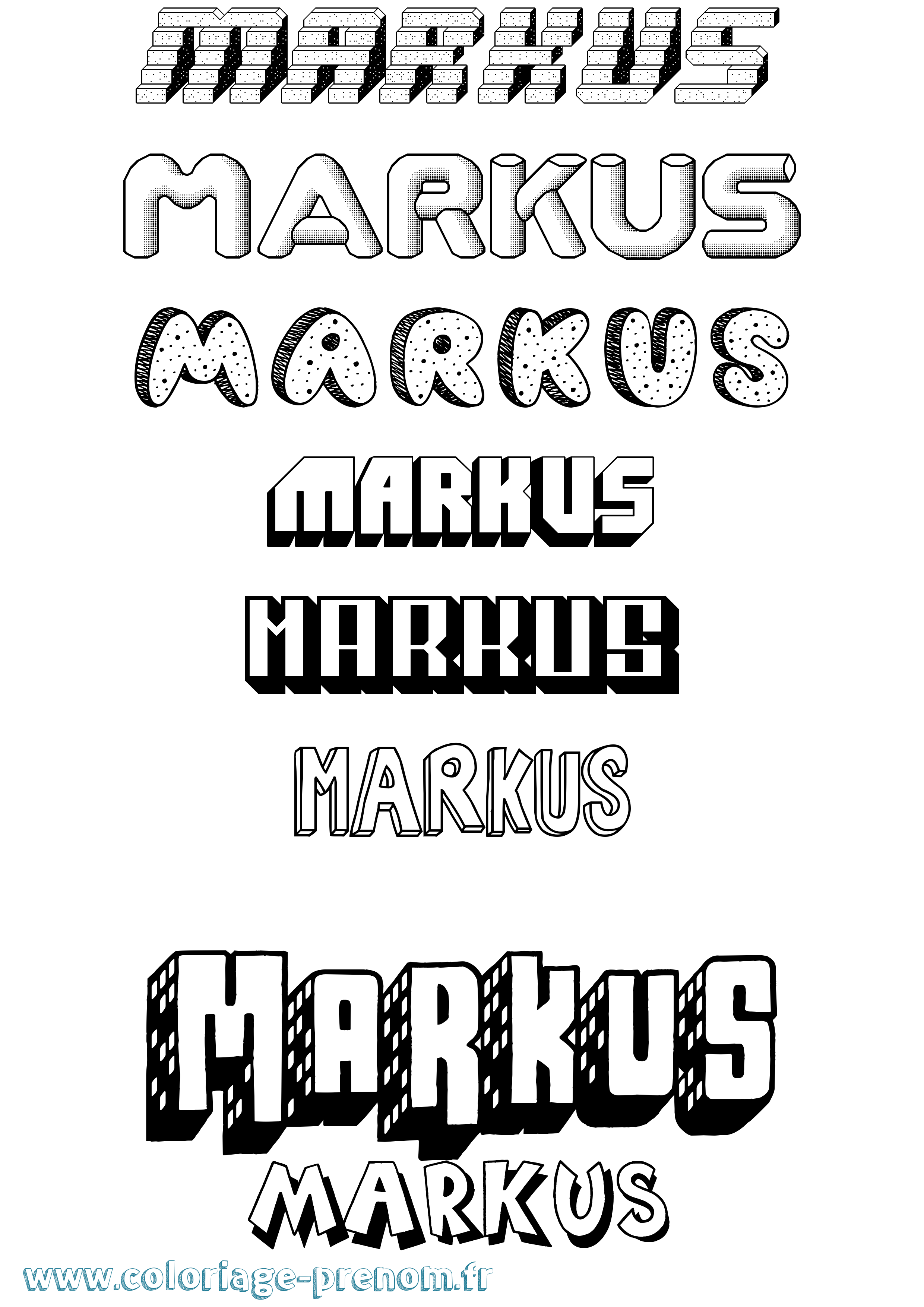 Coloriage prénom Markus Effet 3D