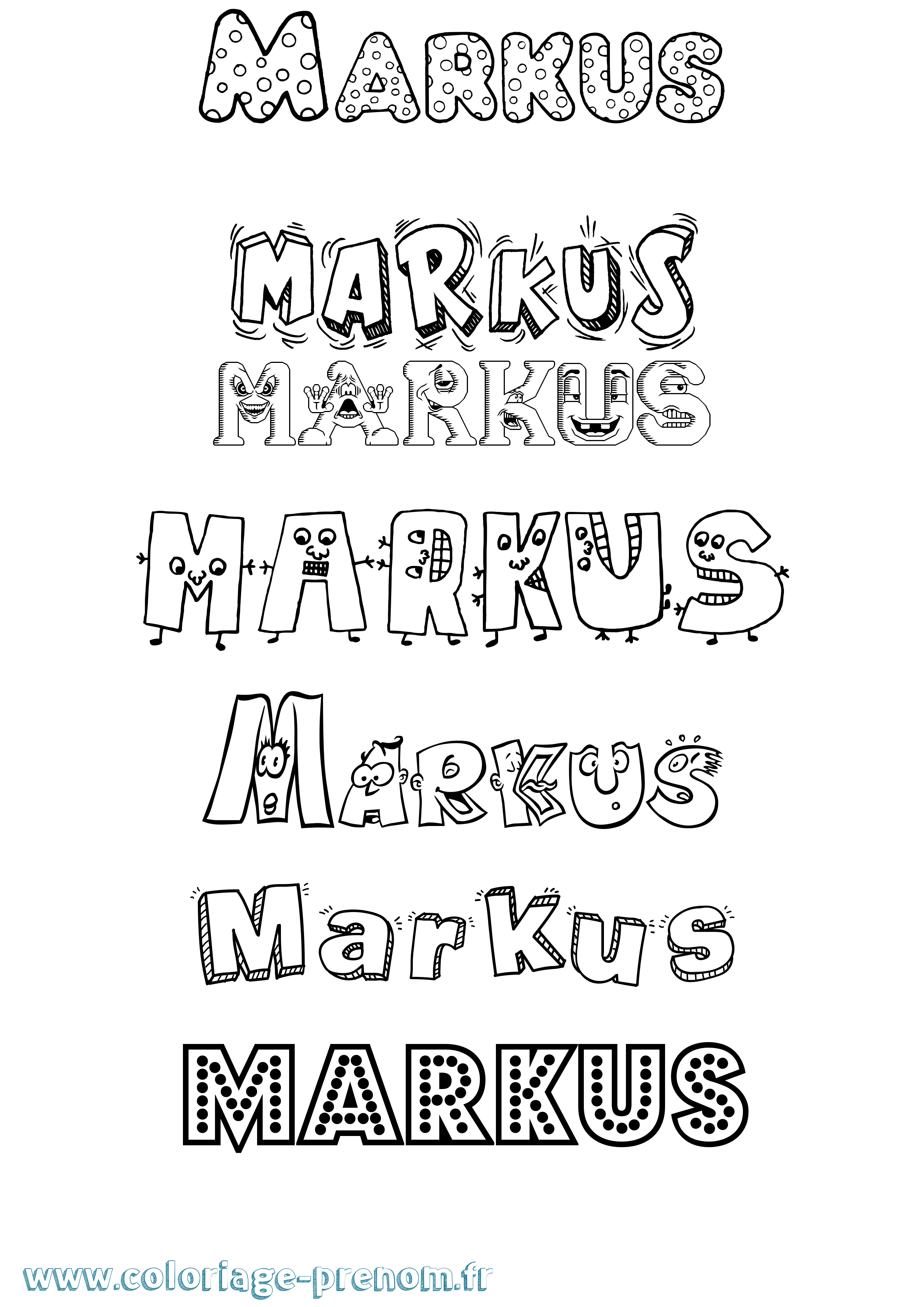 Coloriage prénom Markus Fun