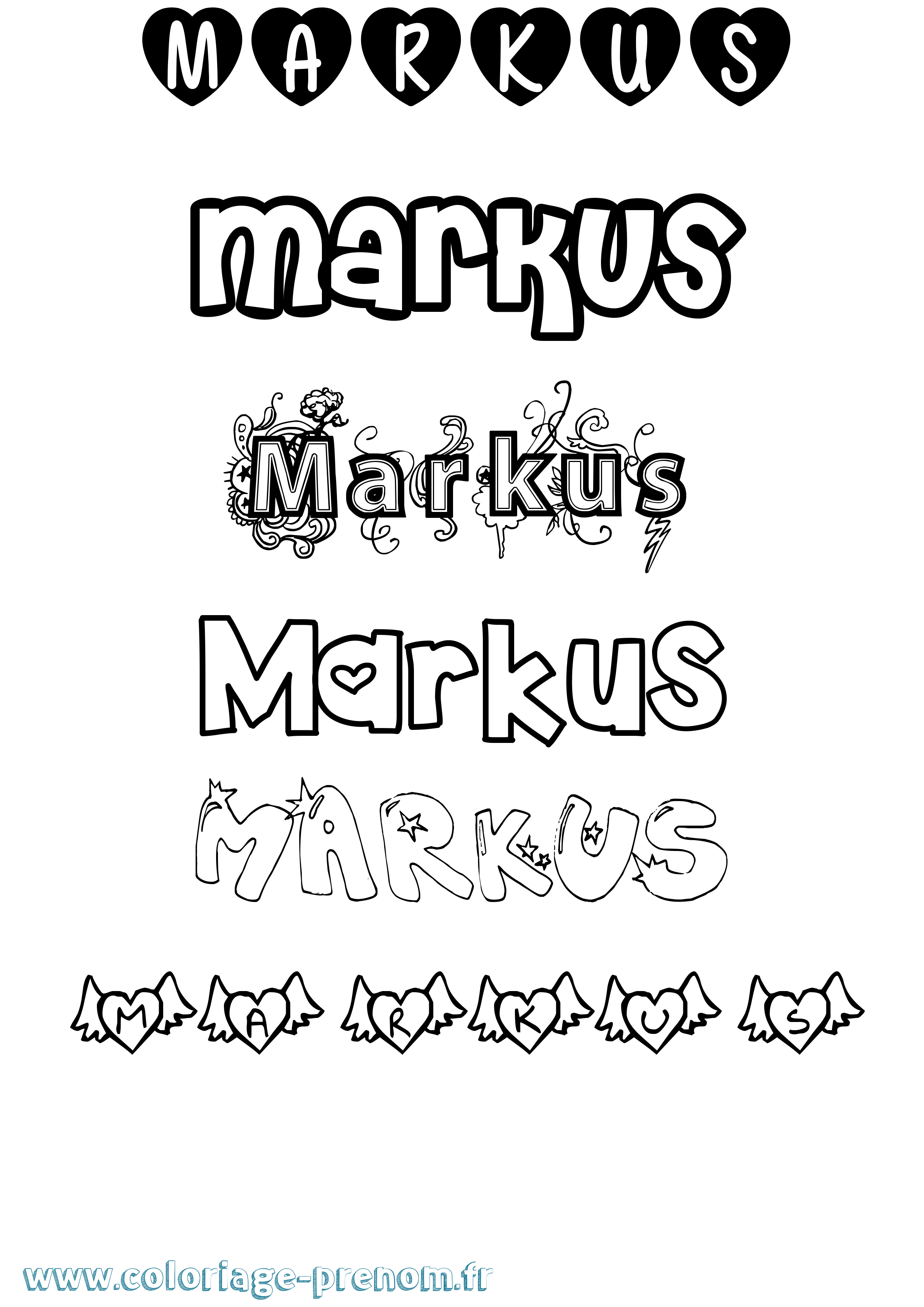 Coloriage prénom Markus Girly