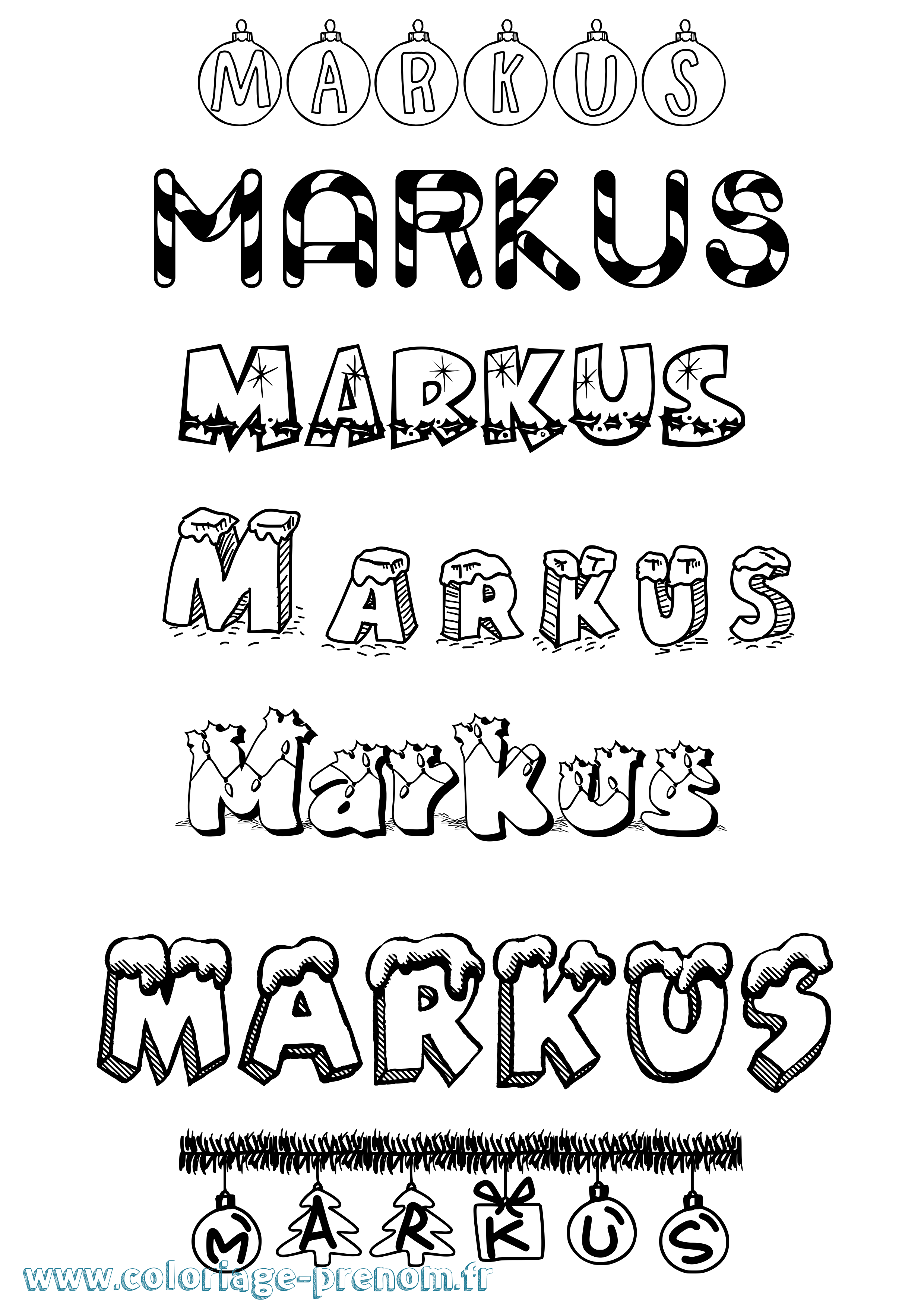 Coloriage prénom Markus Noël