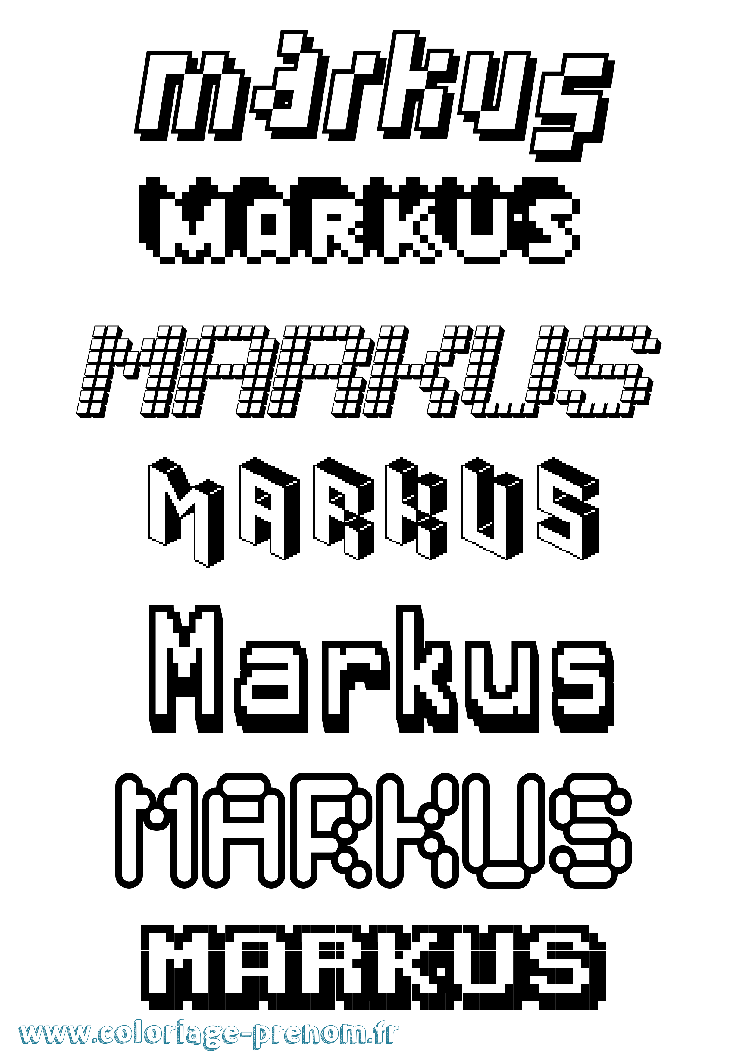Coloriage prénom Markus Pixel