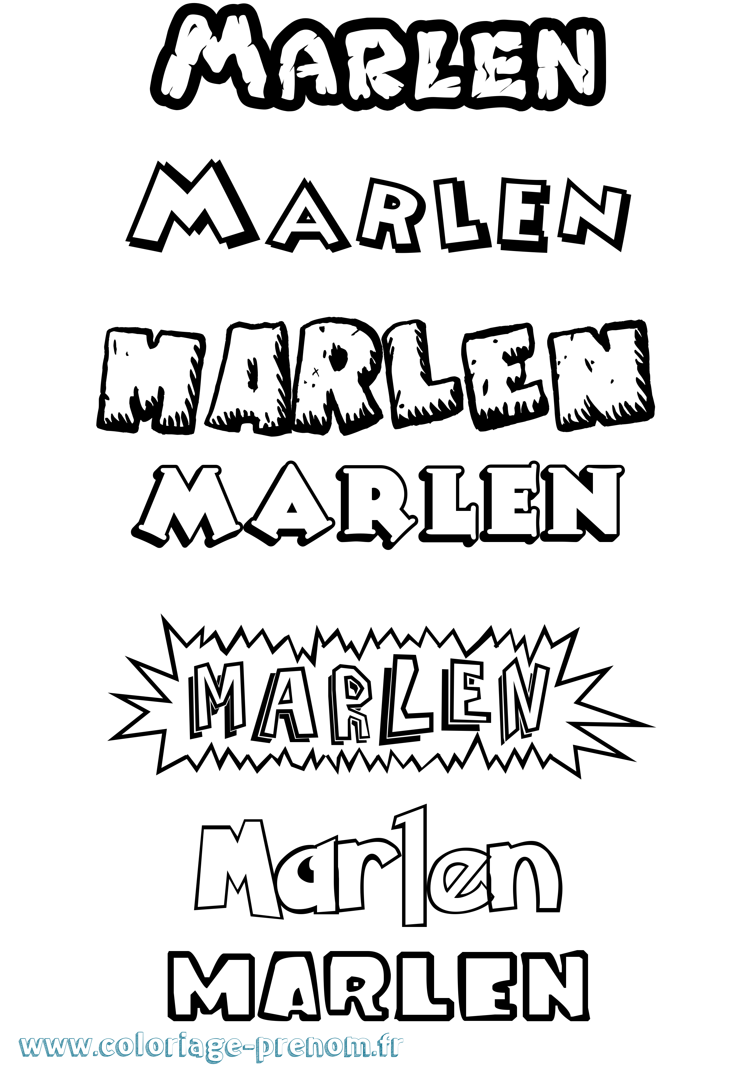 Coloriage prénom Marlen Dessin Animé