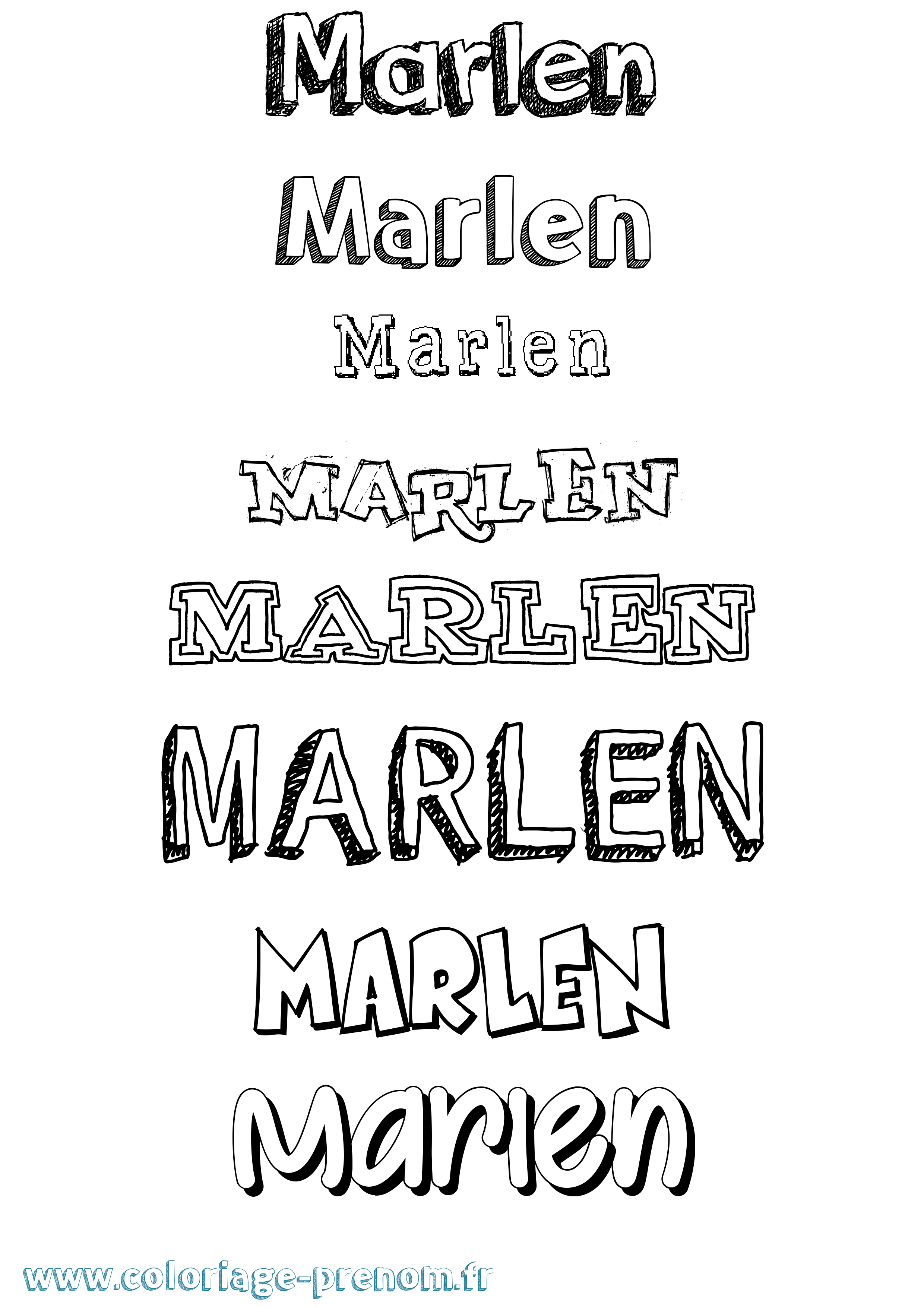 Coloriage prénom Marlen Dessiné