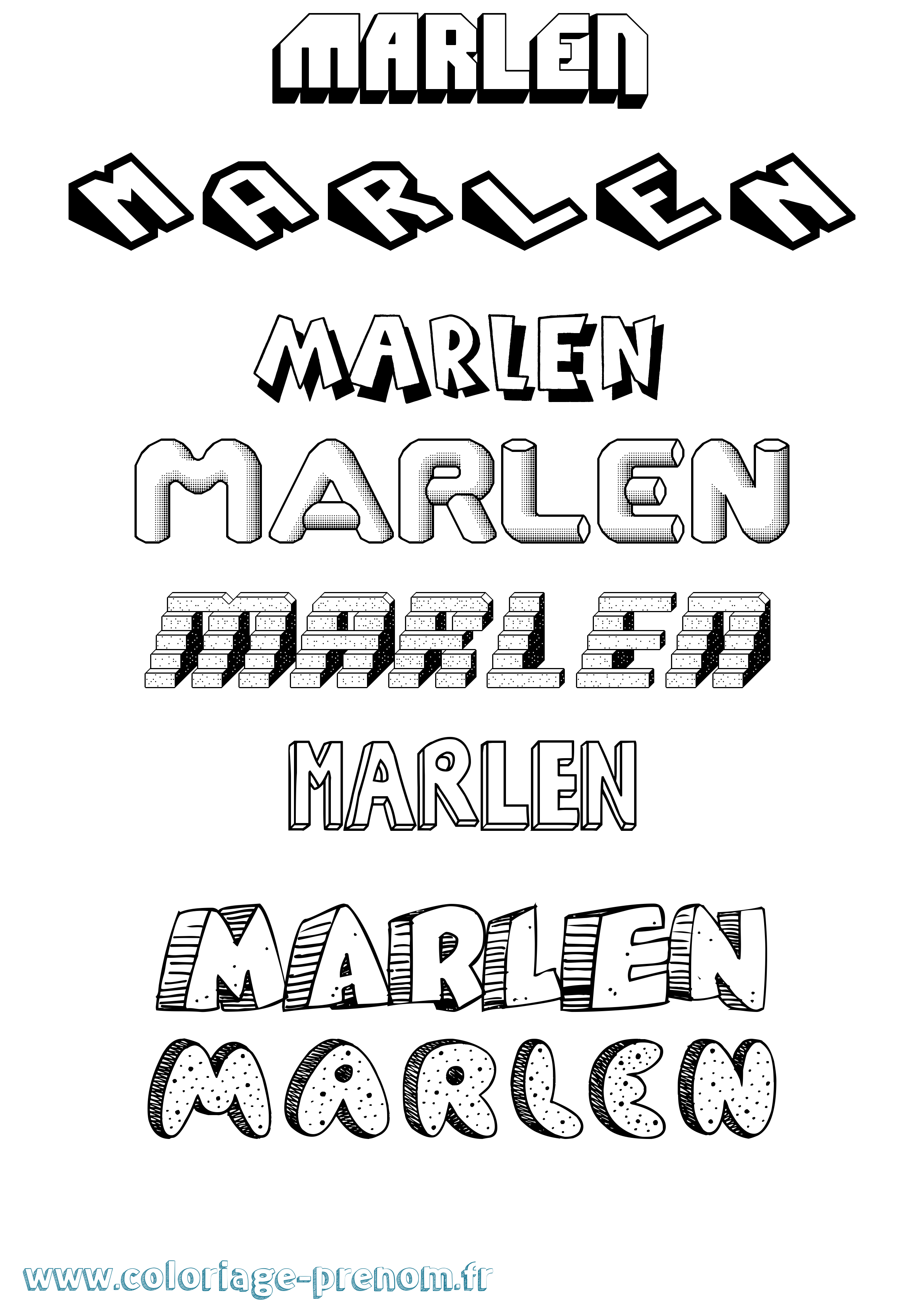 Coloriage prénom Marlen Effet 3D