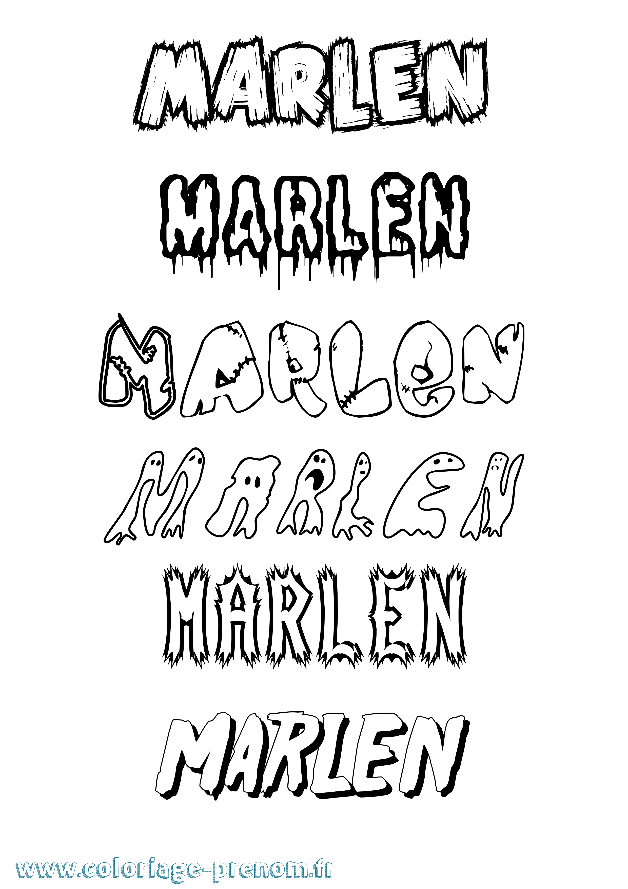 Coloriage prénom Marlen Frisson