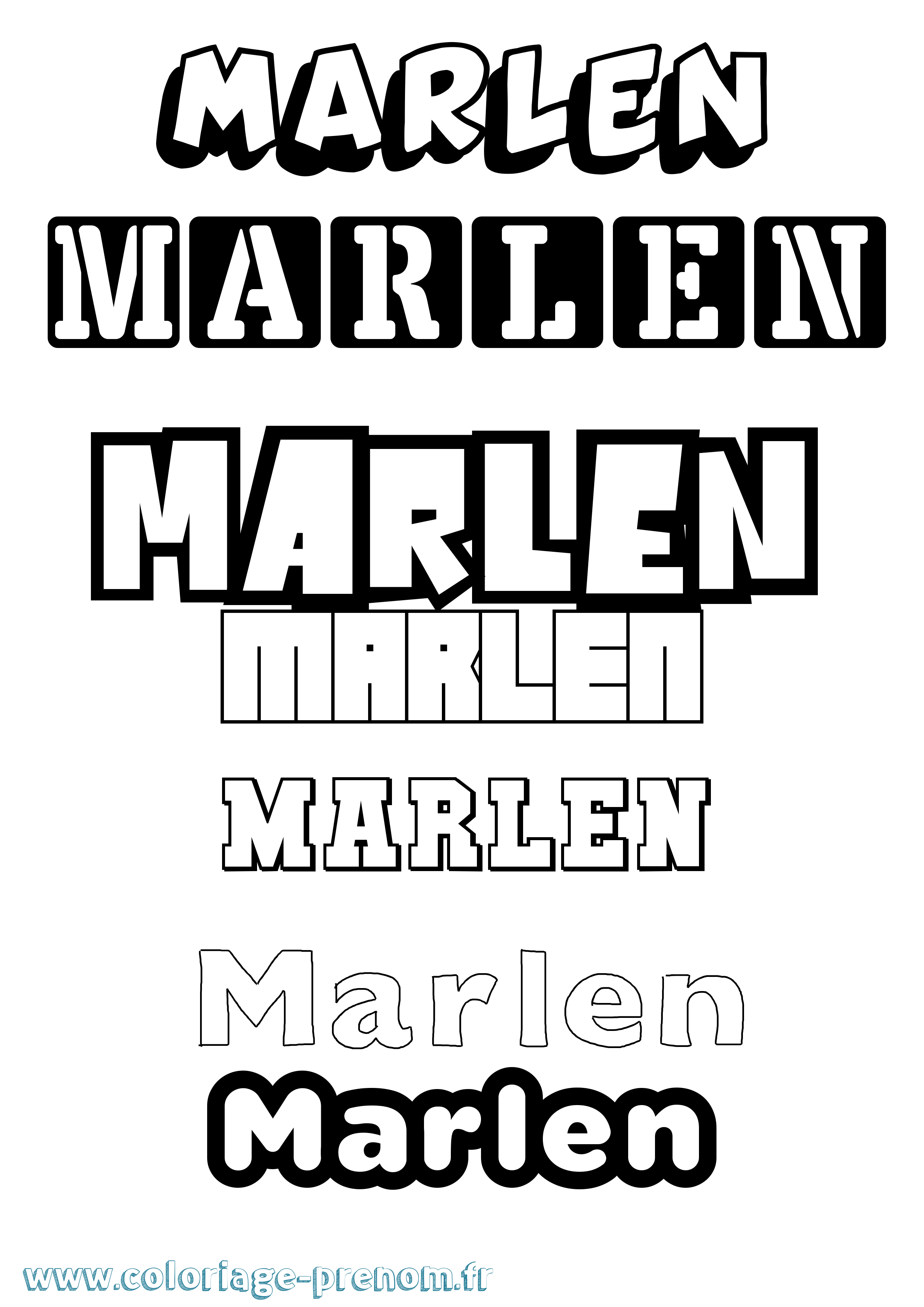 Coloriage prénom Marlen Simple