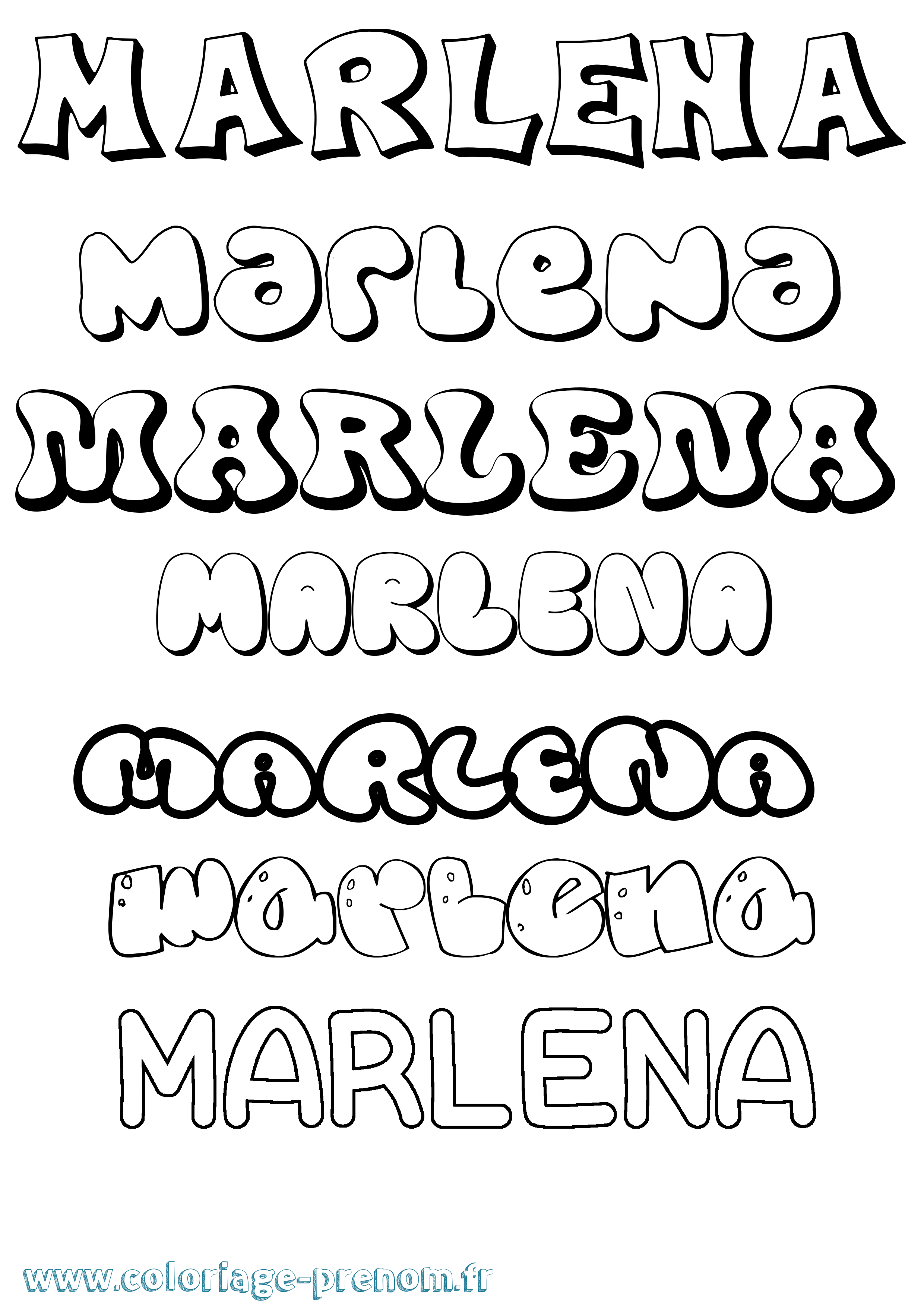 Coloriage prénom Marlena Bubble