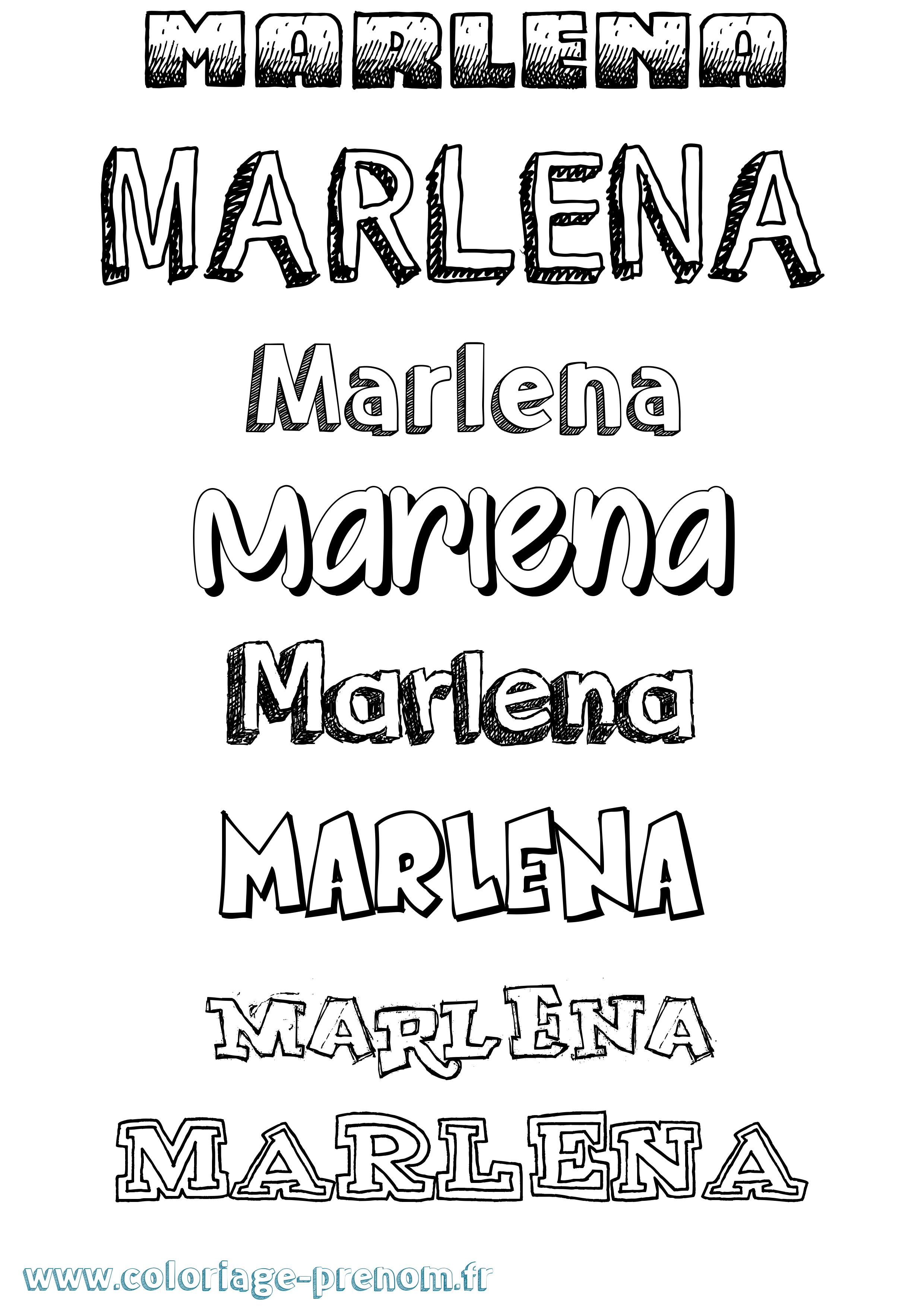 Coloriage prénom Marlena Dessiné