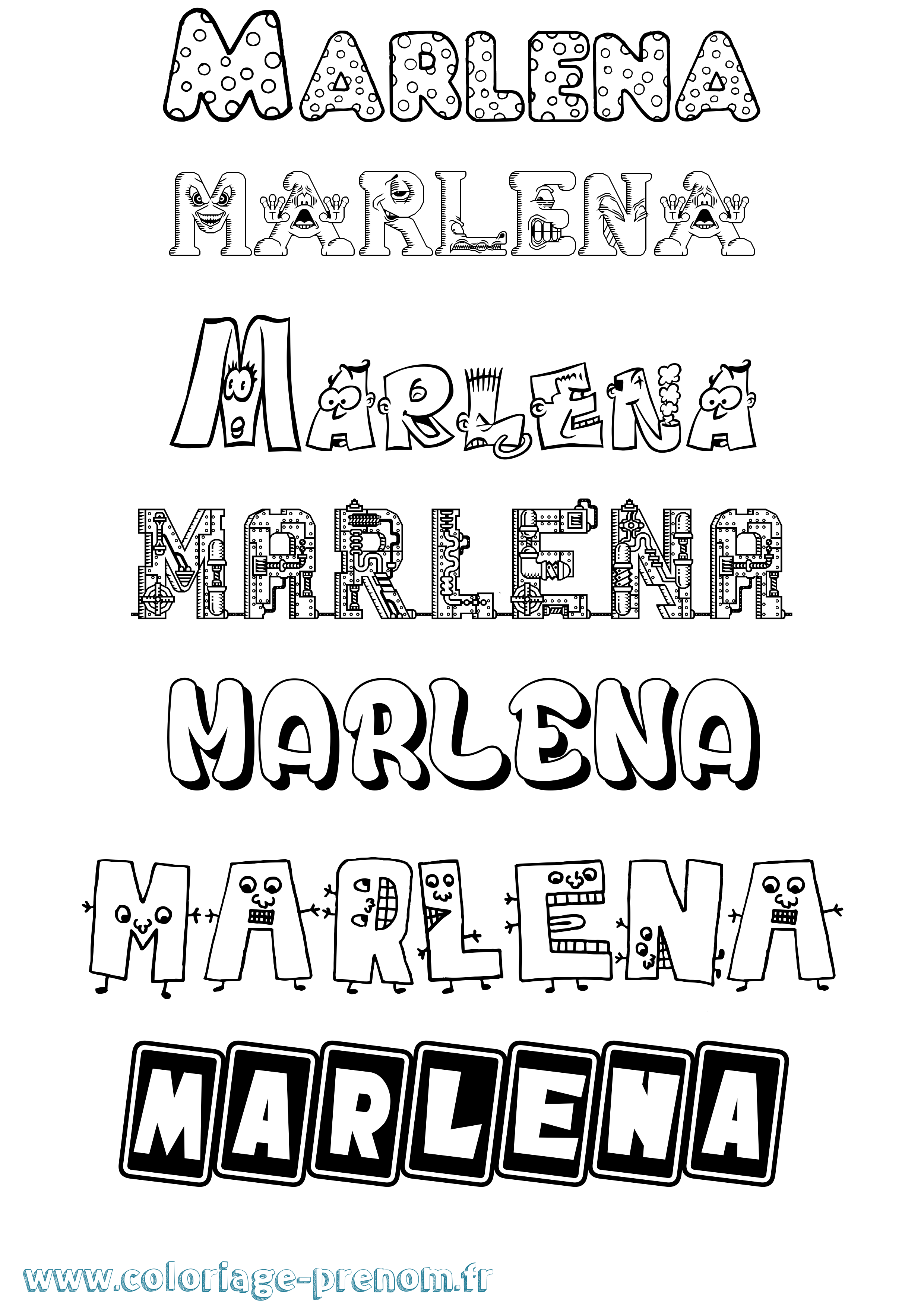 Coloriage prénom Marlena Fun