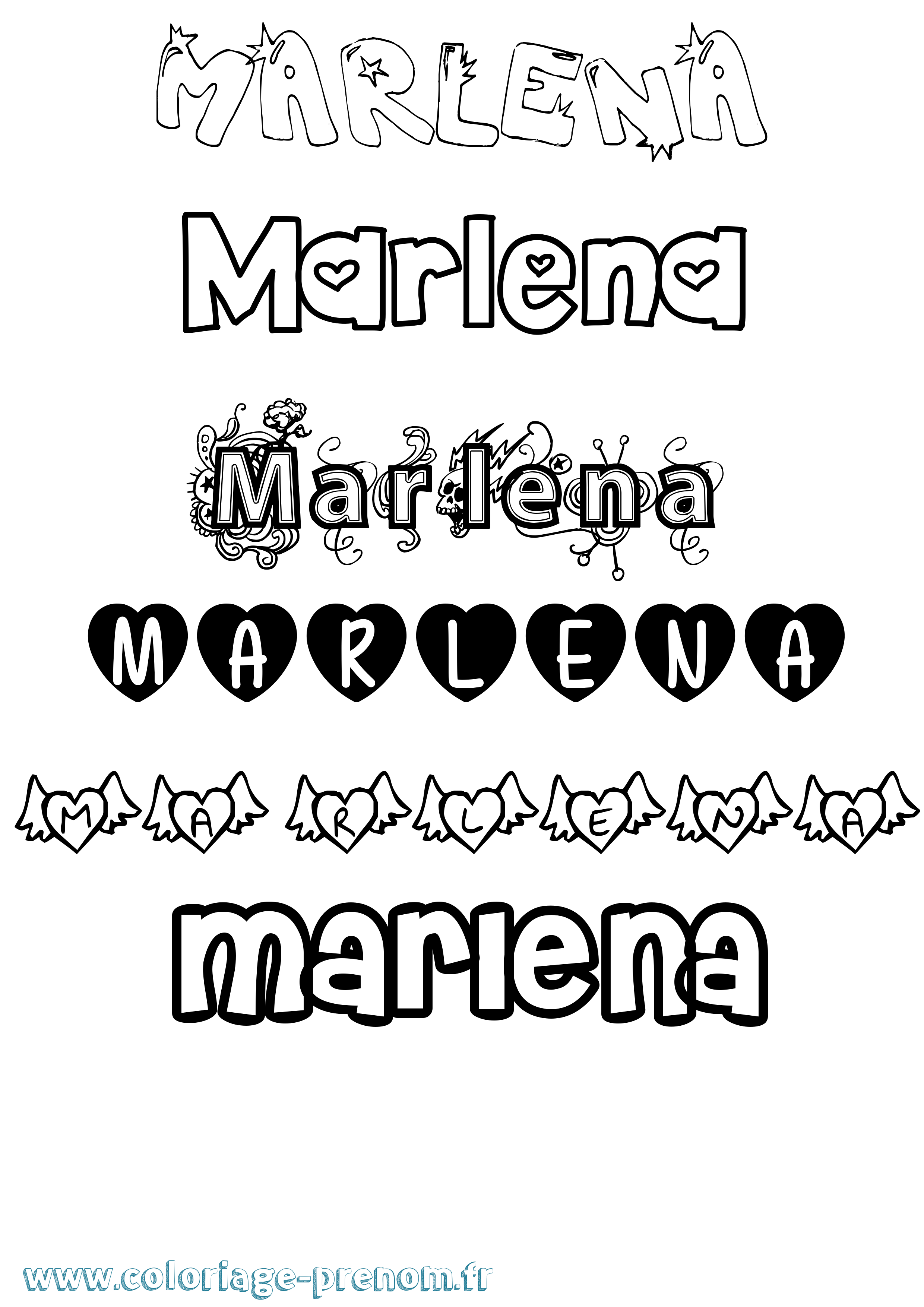 Coloriage prénom Marlena Girly