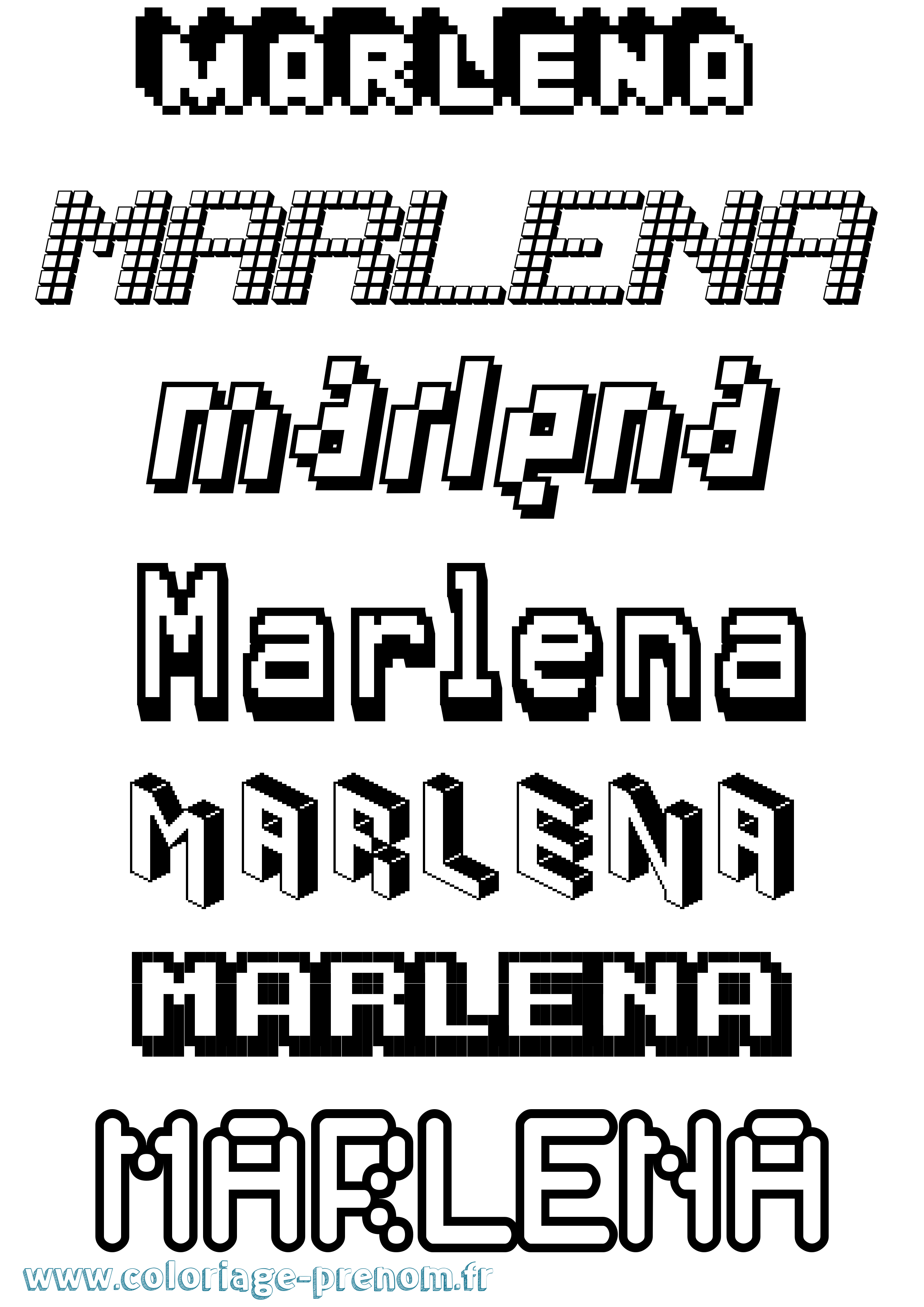 Coloriage prénom Marlena Pixel
