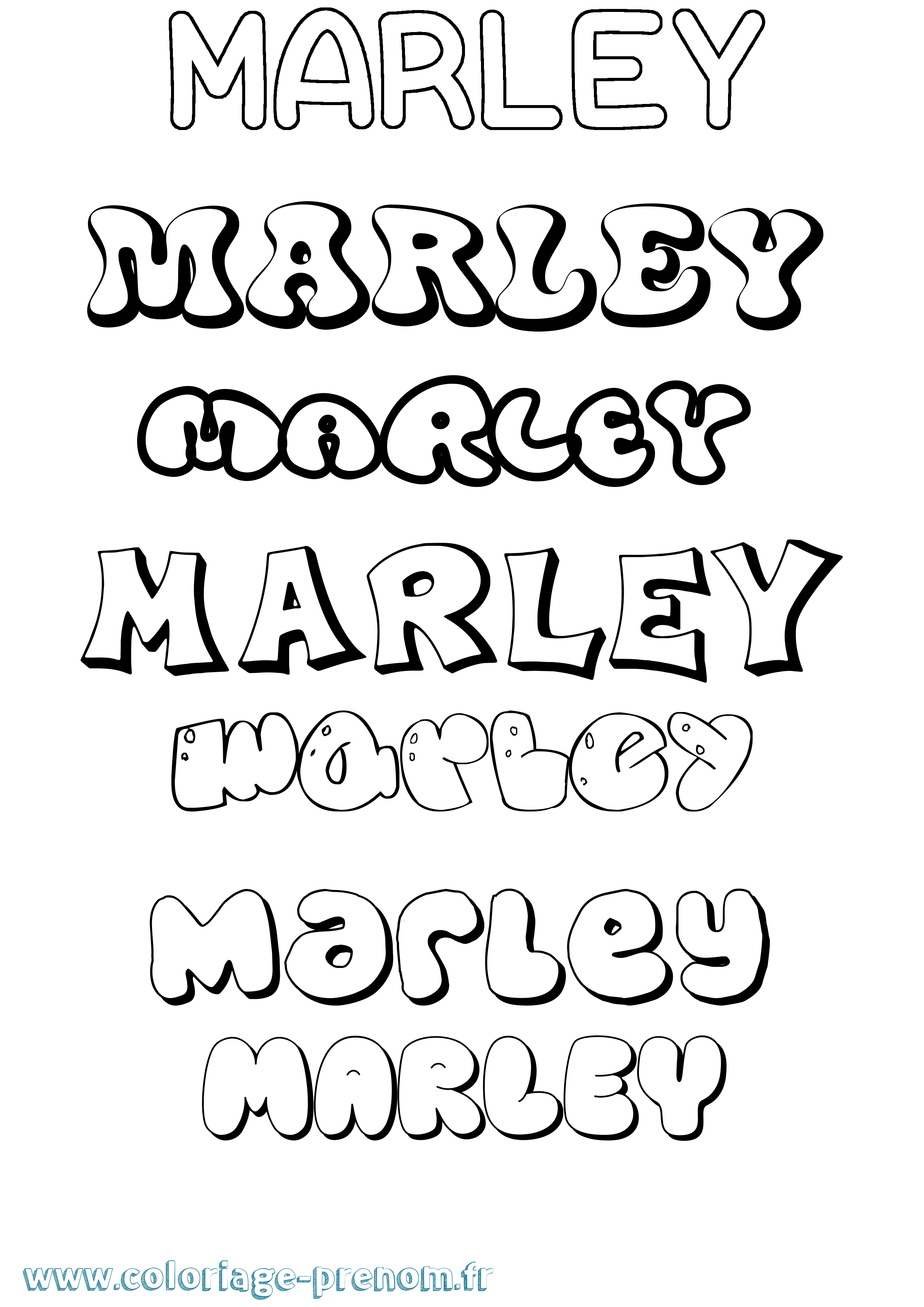 Coloriage prénom Marley Bubble