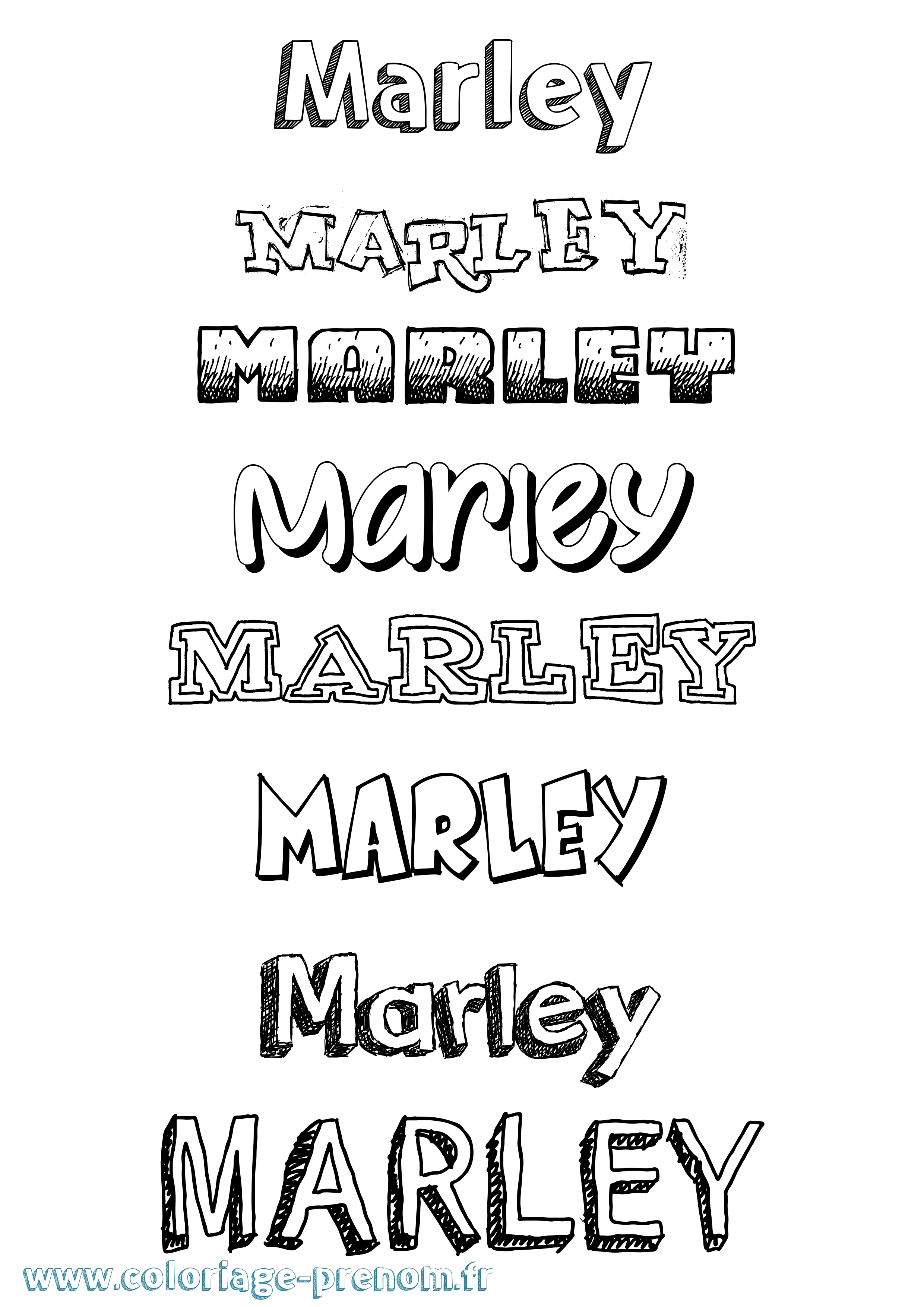 Coloriage prénom Marley Dessiné