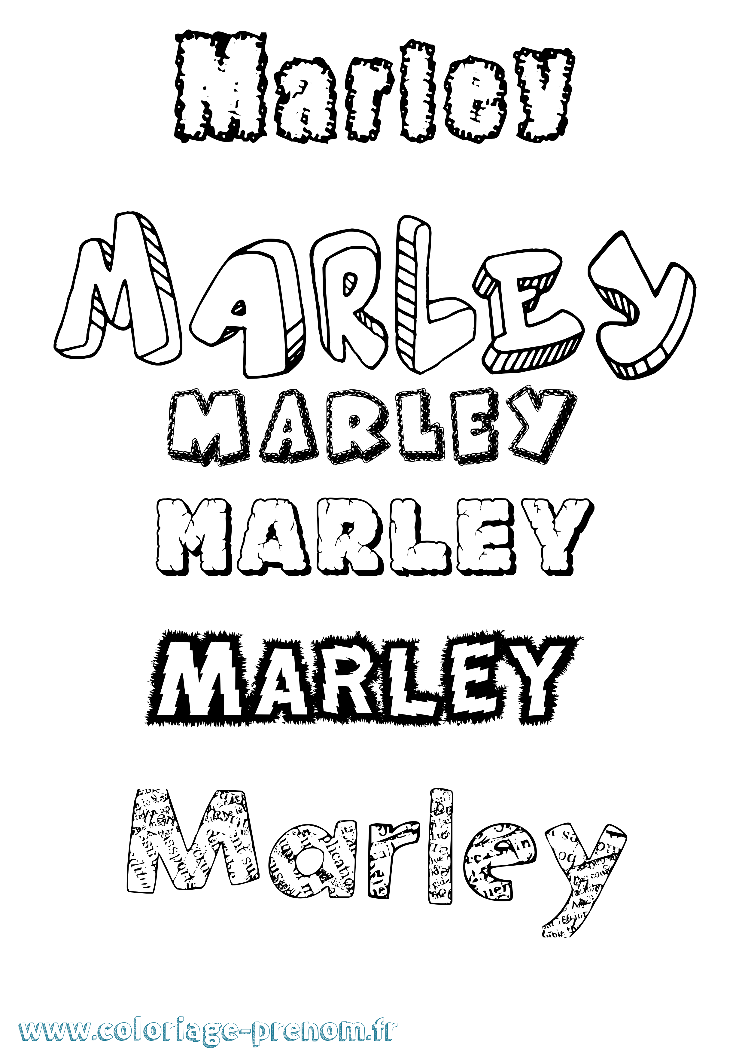 Coloriage prénom Marley Destructuré