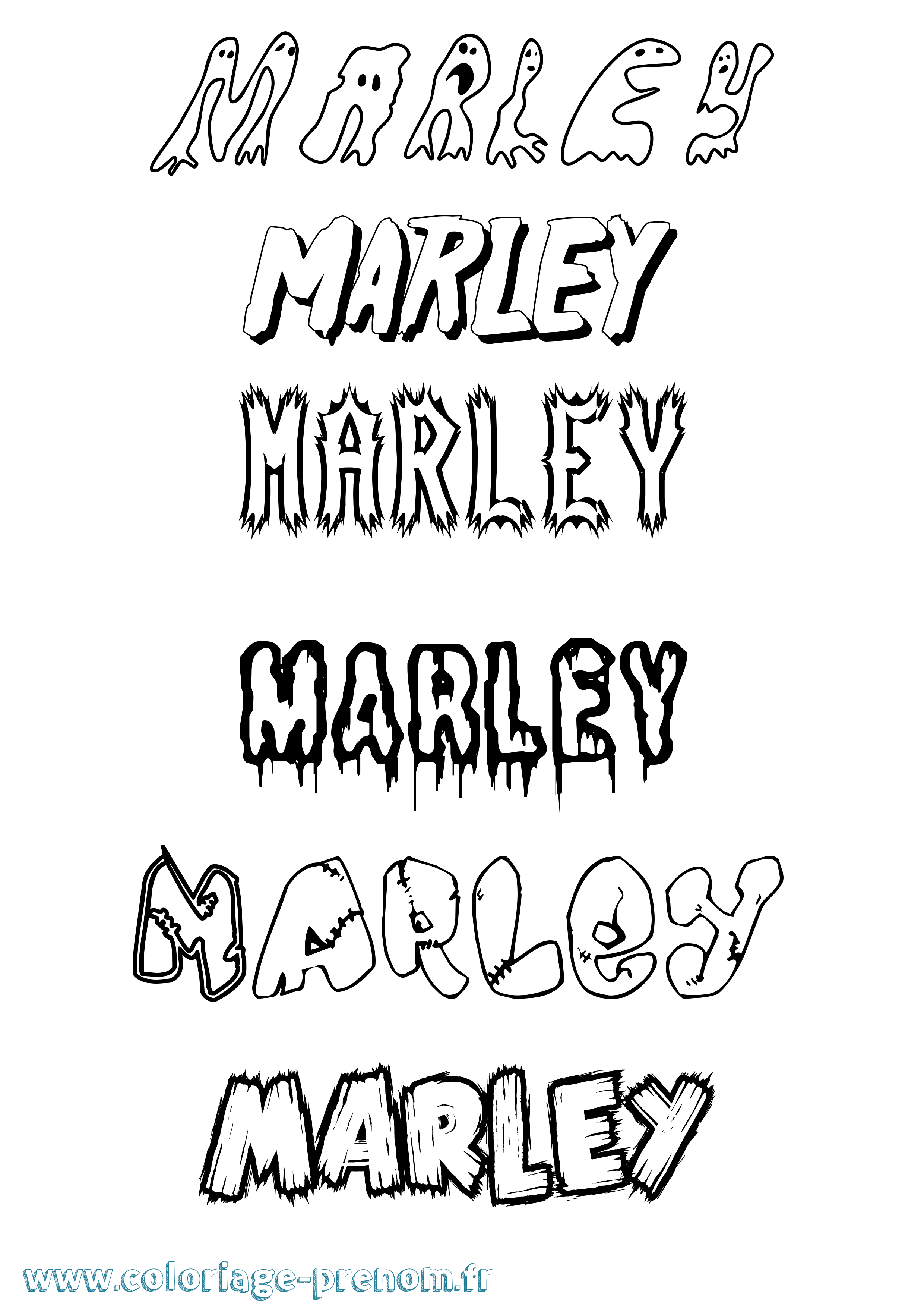 Coloriage prénom Marley Frisson