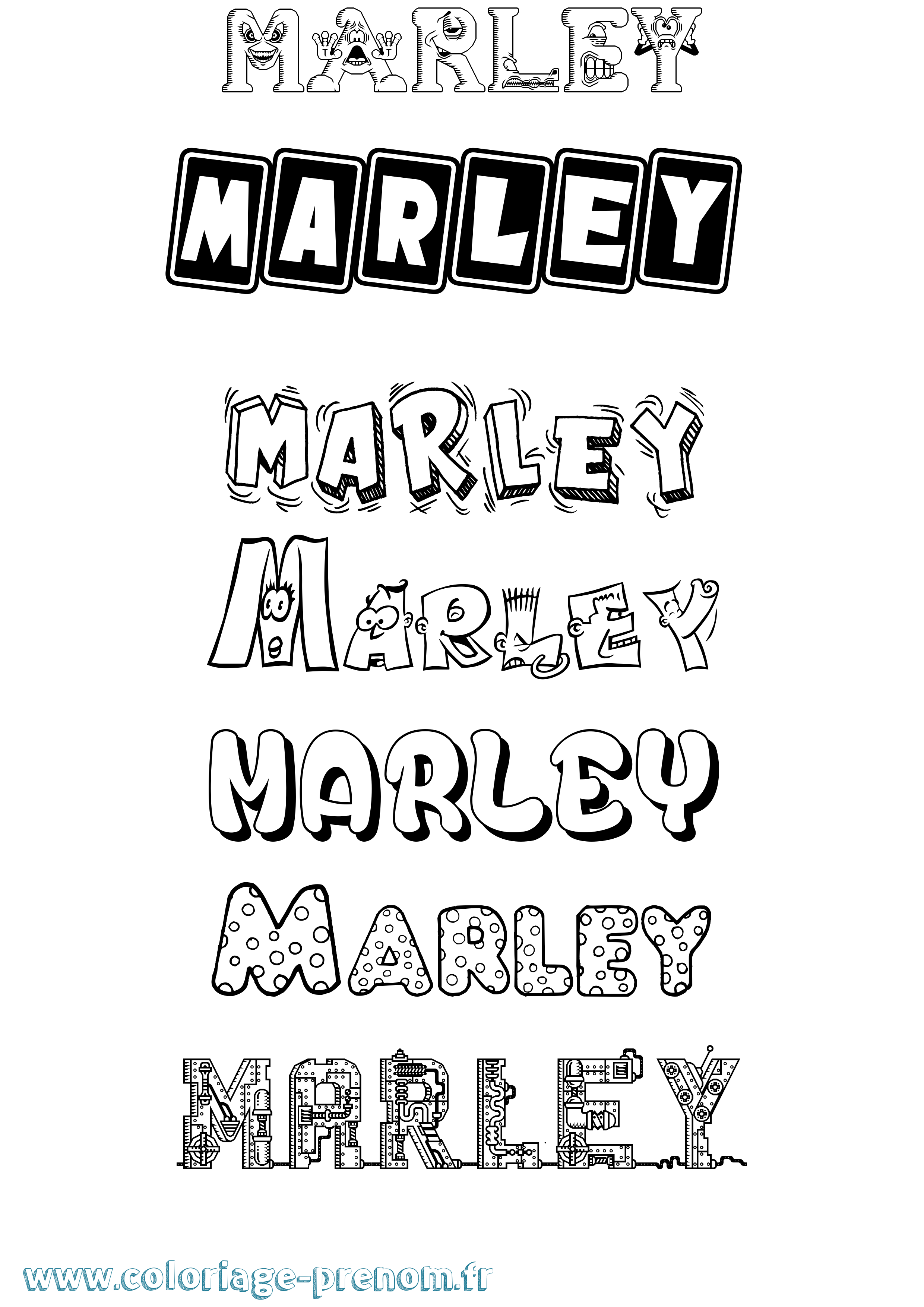 Coloriage prénom Marley Fun