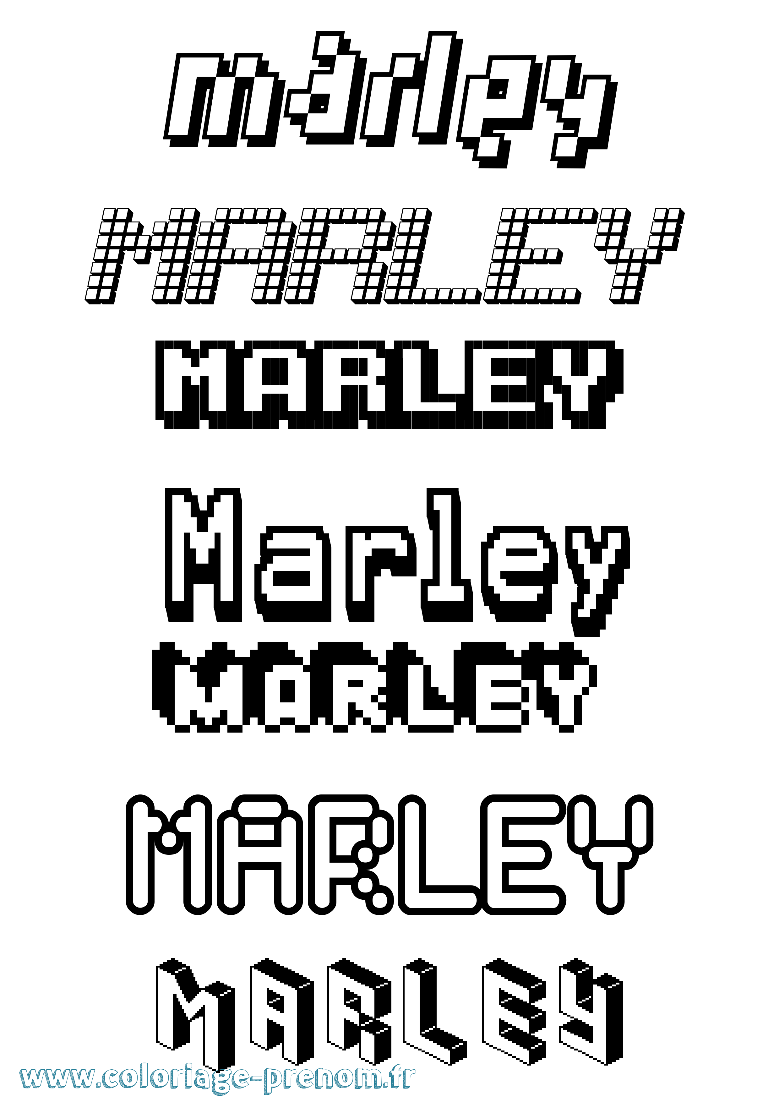 Coloriage prénom Marley Pixel