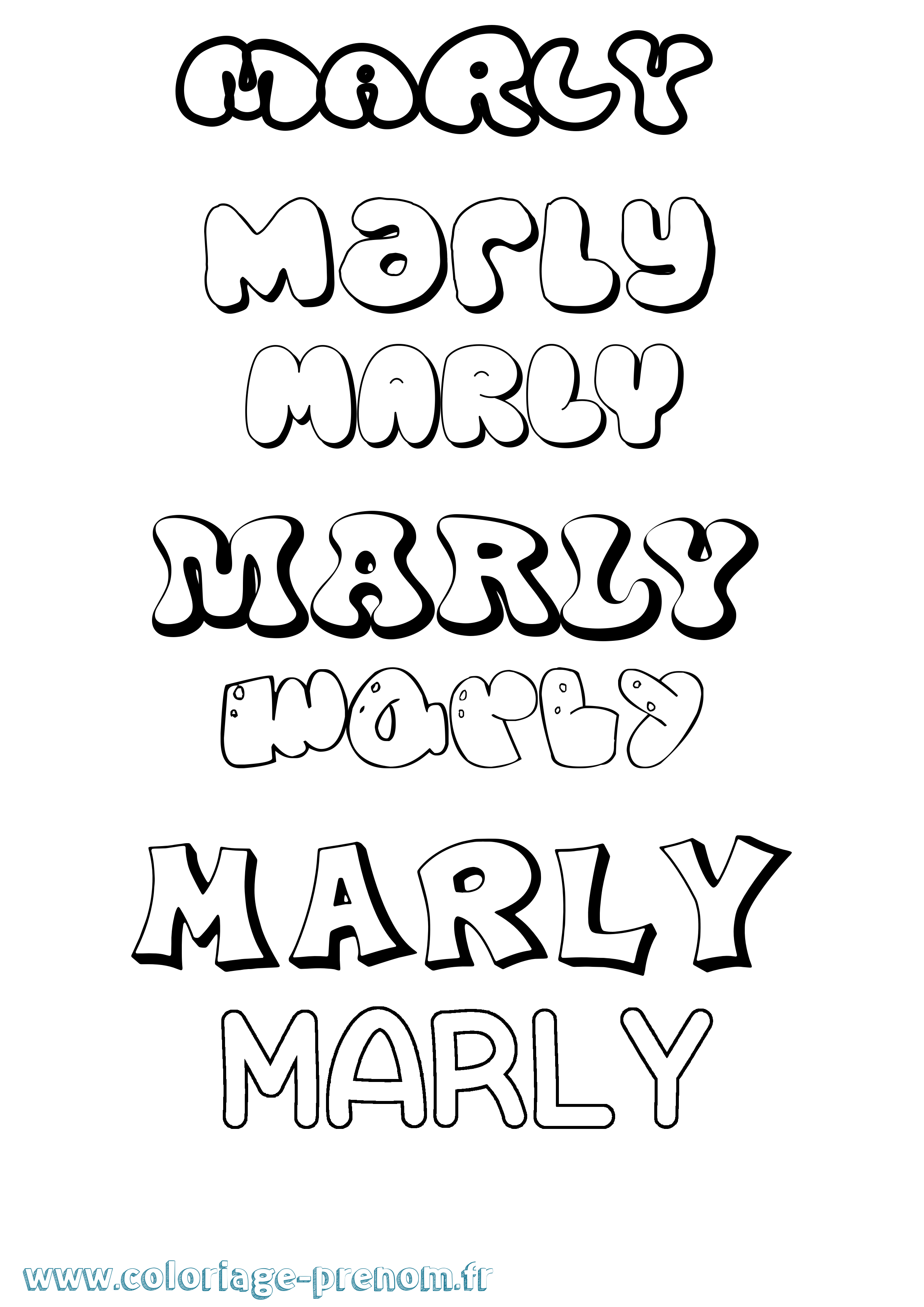 Coloriage Marly Bubble Coloriage prénom Marly Bubble