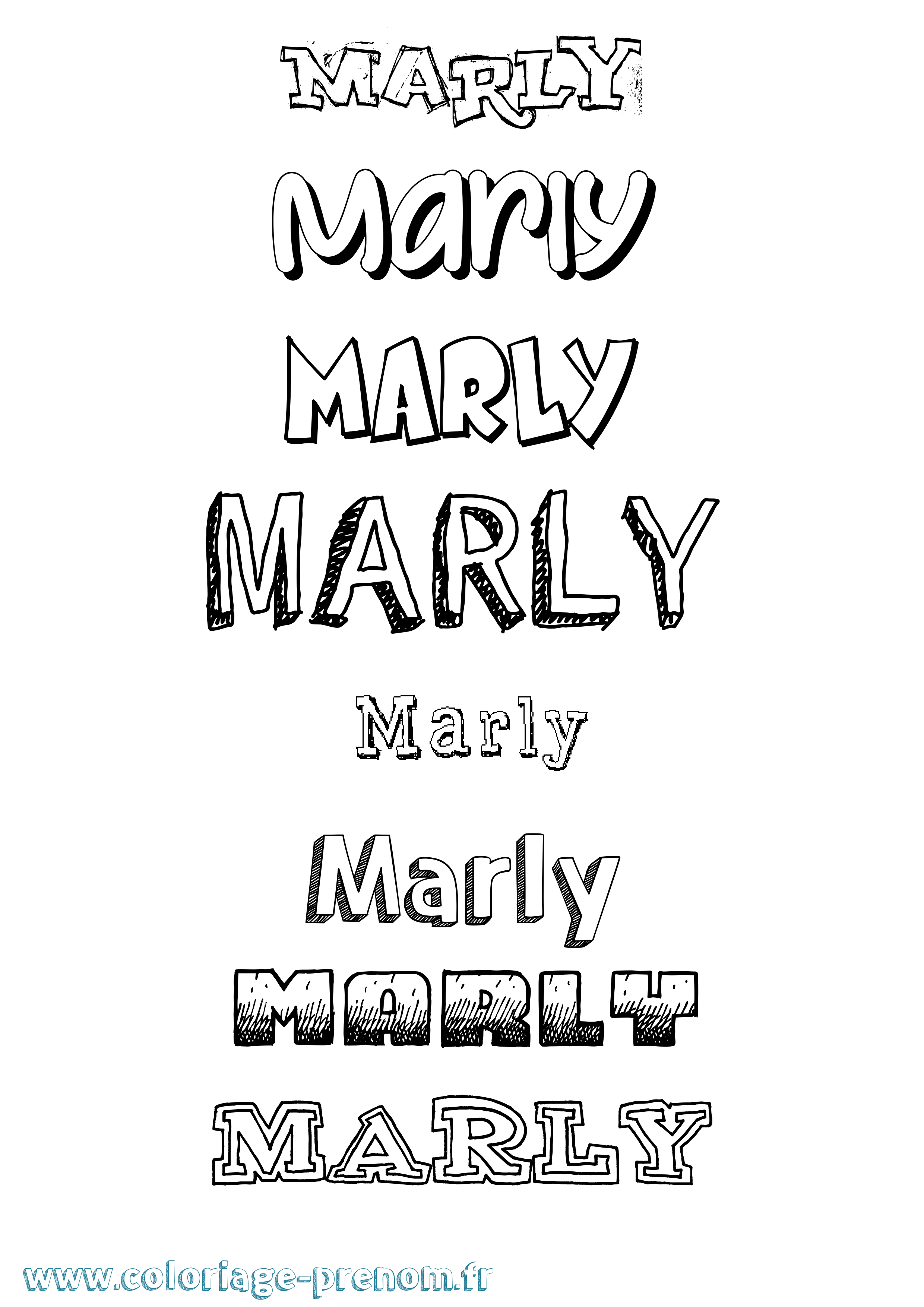 Coloriage Marly Dessiné Coloriage prénom Marly Dessiné