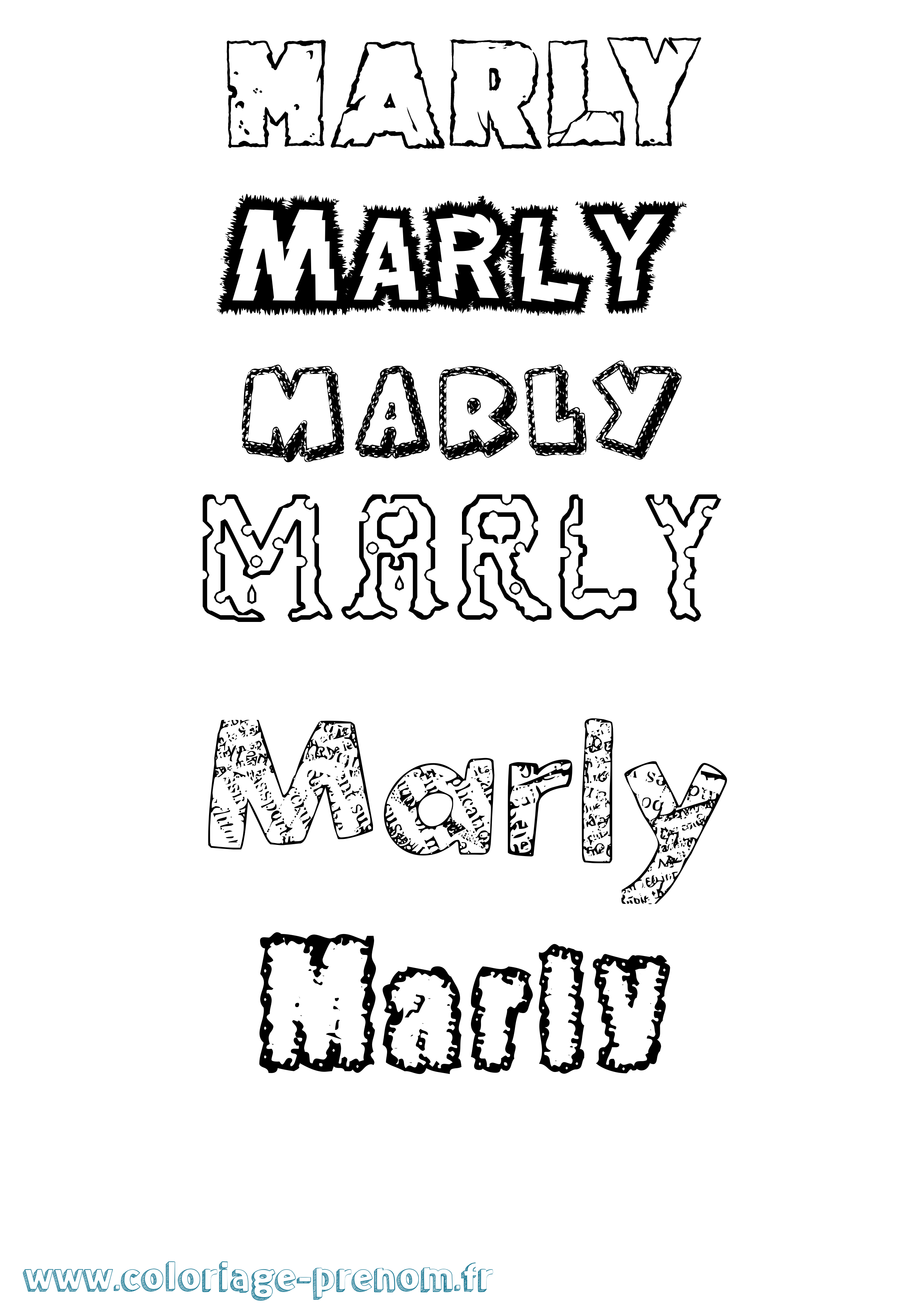 Coloriage Marly Destructuré Coloriage prénom Marly Destructuré