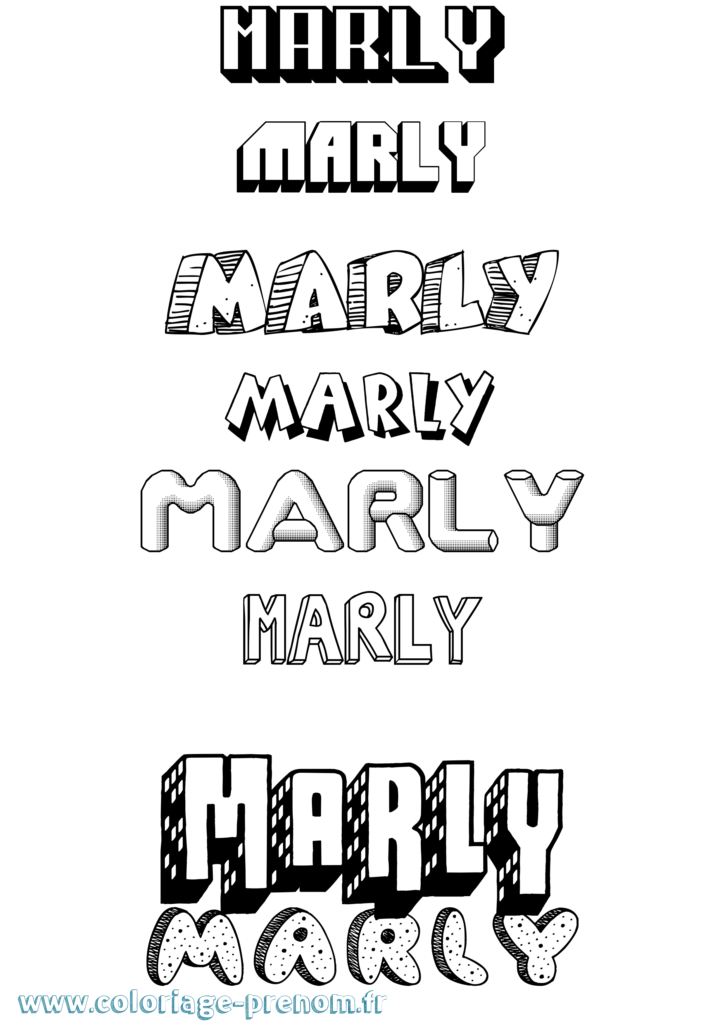Coloriage Marly Effet 3D Coloriage prénom Marly Effet 3D
