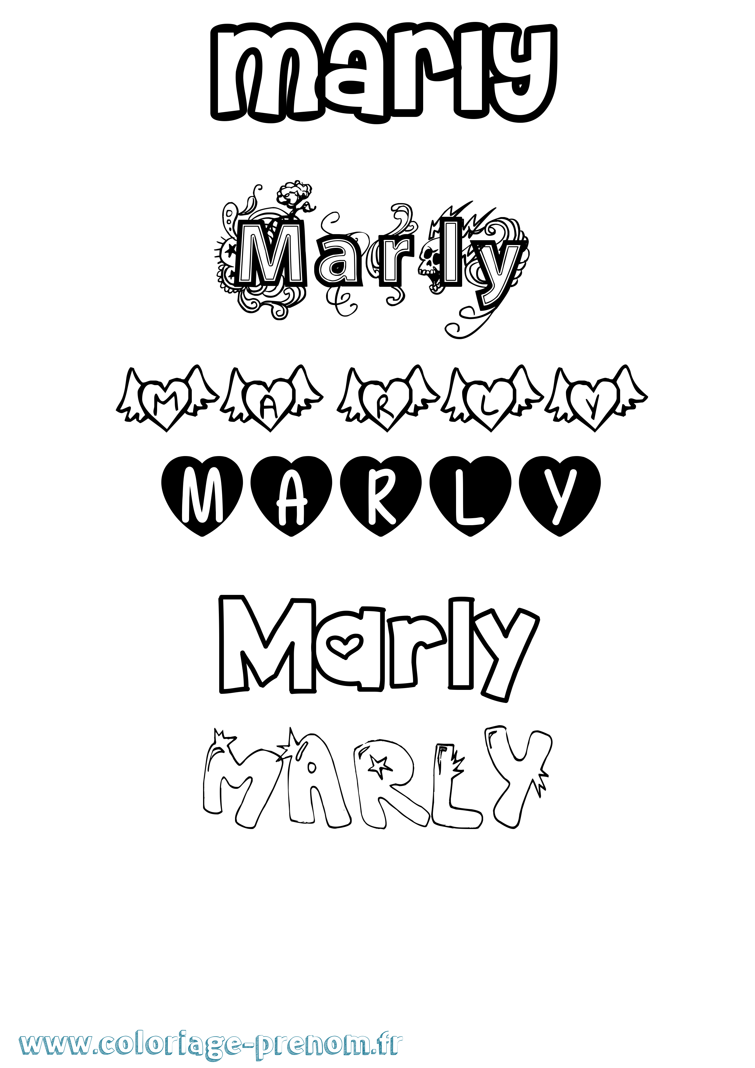 Coloriage Marly Girly Coloriage prénom Marly Girly