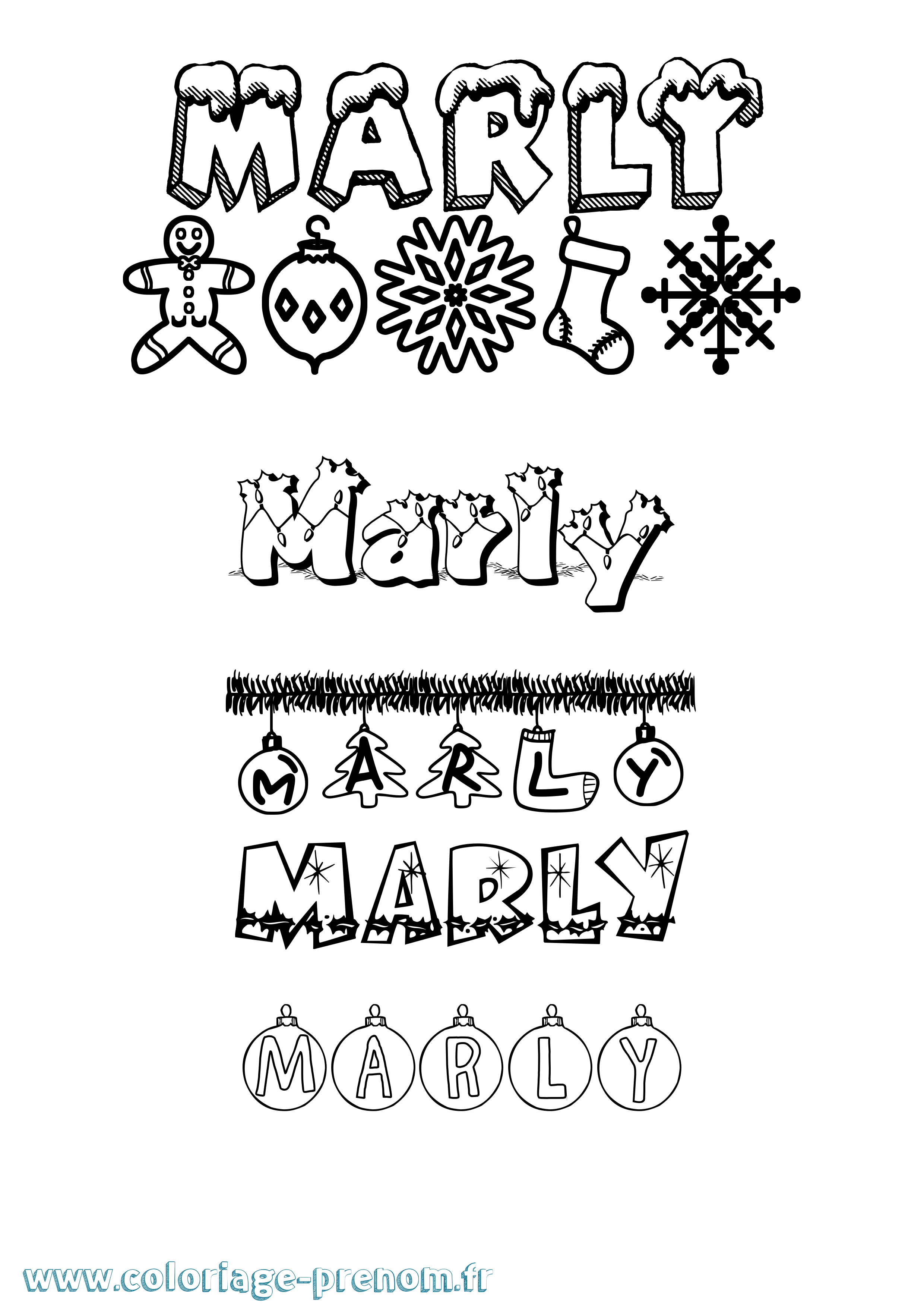 Coloriage Marly Noël Coloriage prénom Marly Noël