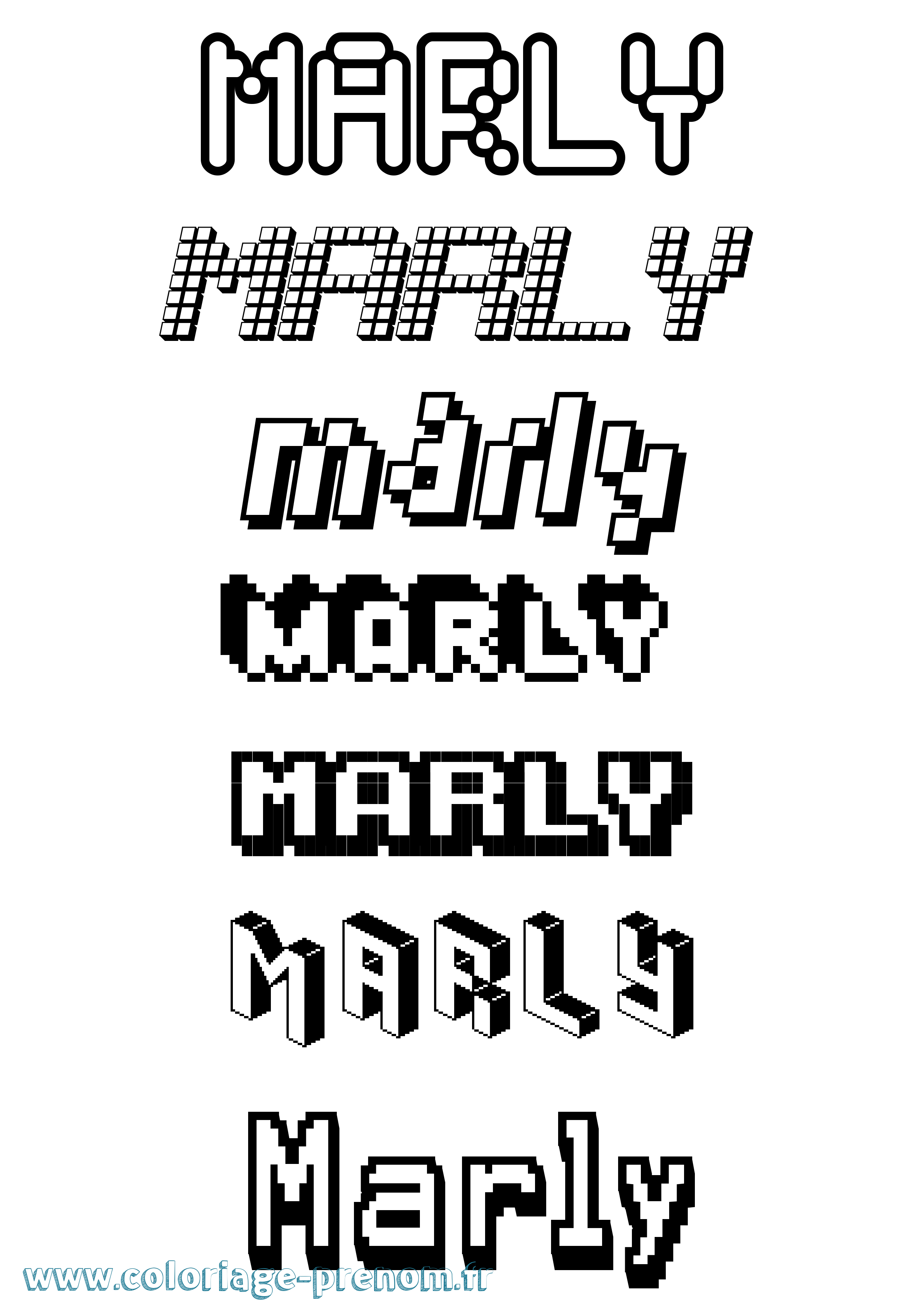 Coloriage Marly Pixel Coloriage prénom Marly Pixel
