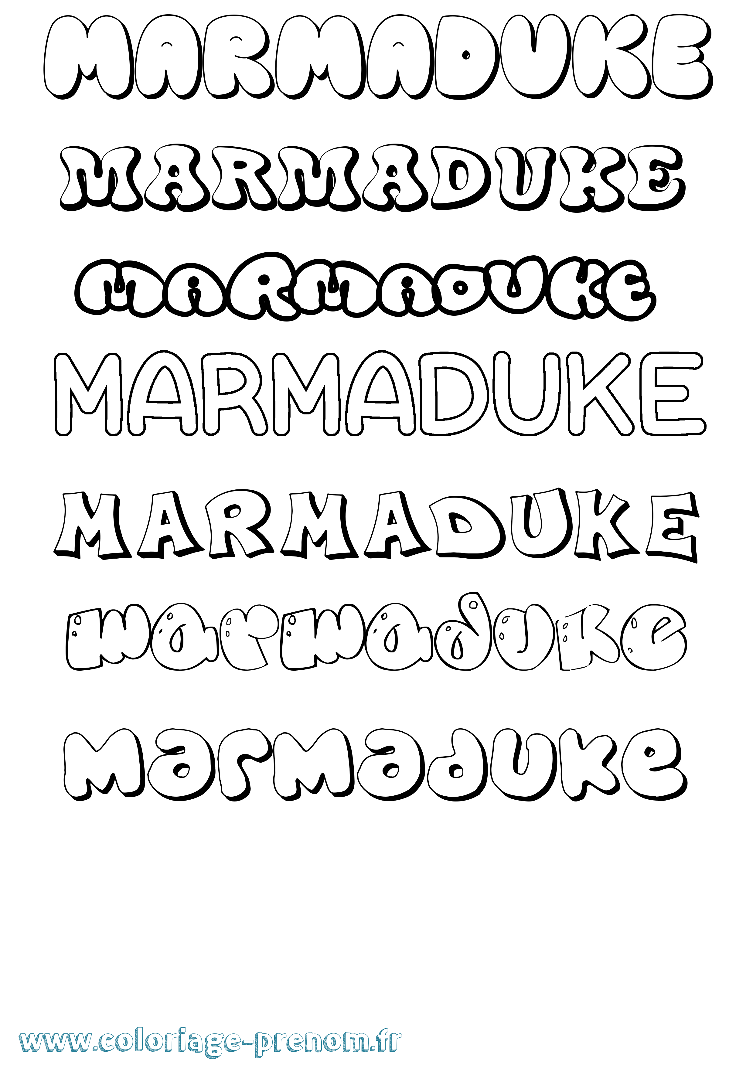 Coloriage prénom Marmaduke Bubble