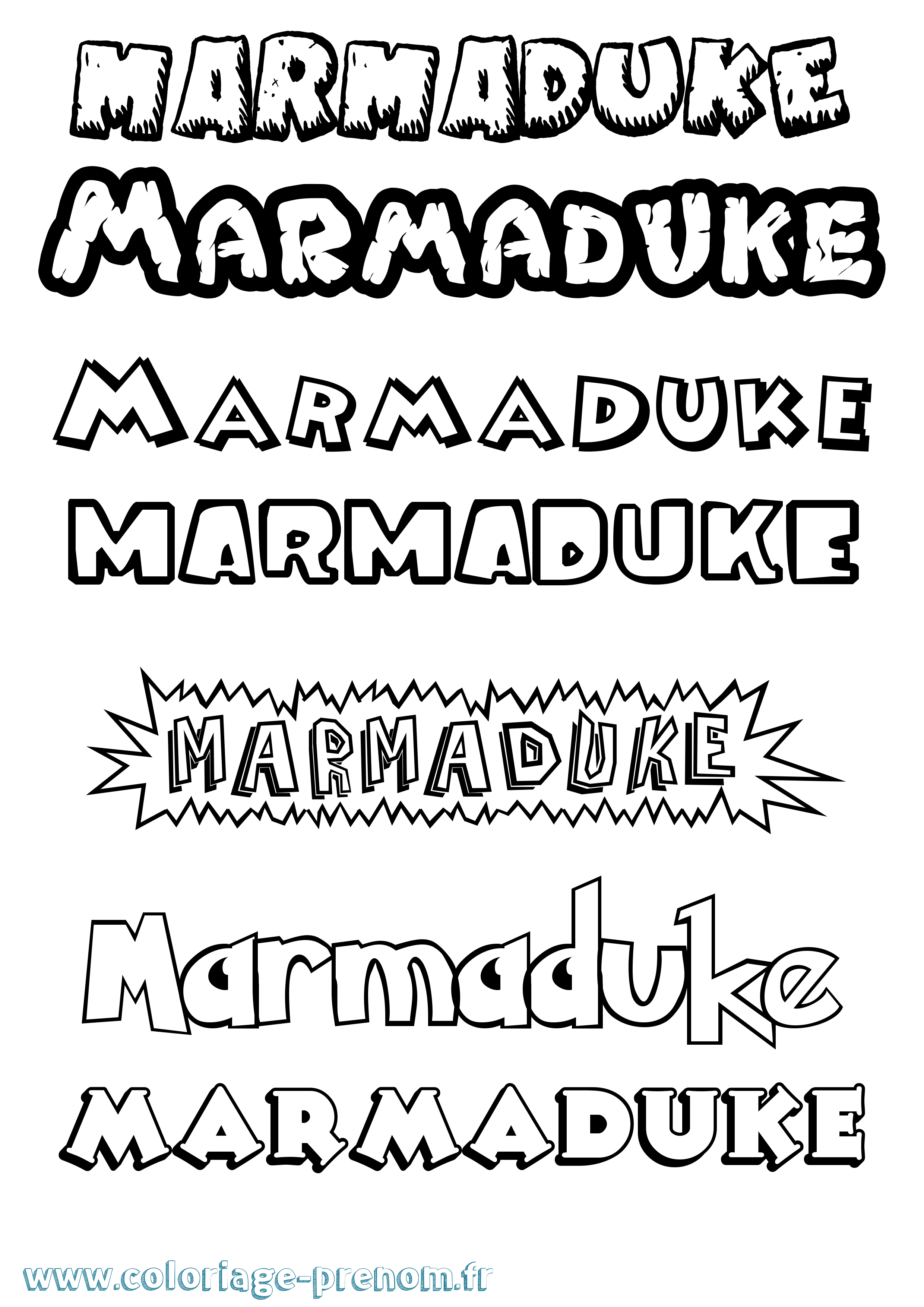 Coloriage prénom Marmaduke Dessin Animé