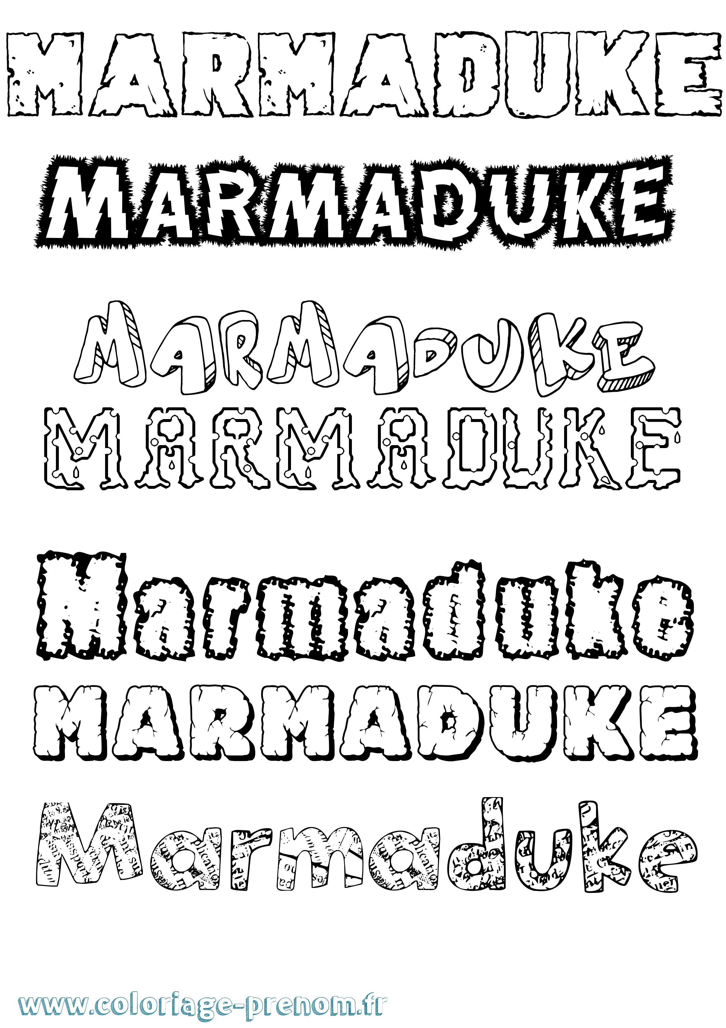 Coloriage prénom Marmaduke Destructuré