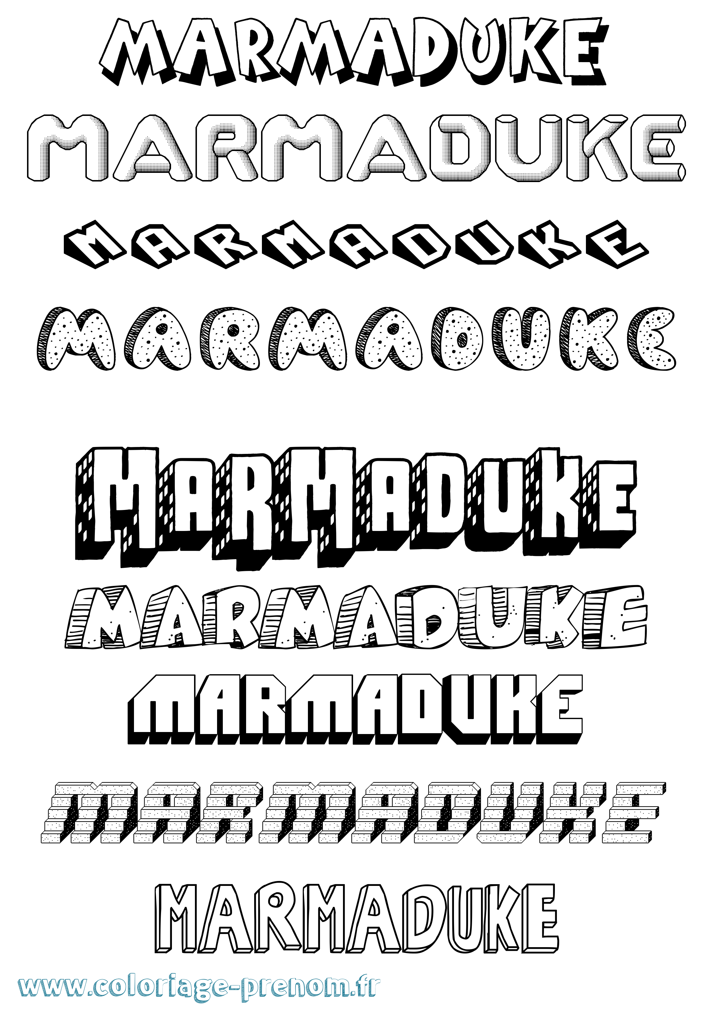 Coloriage prénom Marmaduke Effet 3D