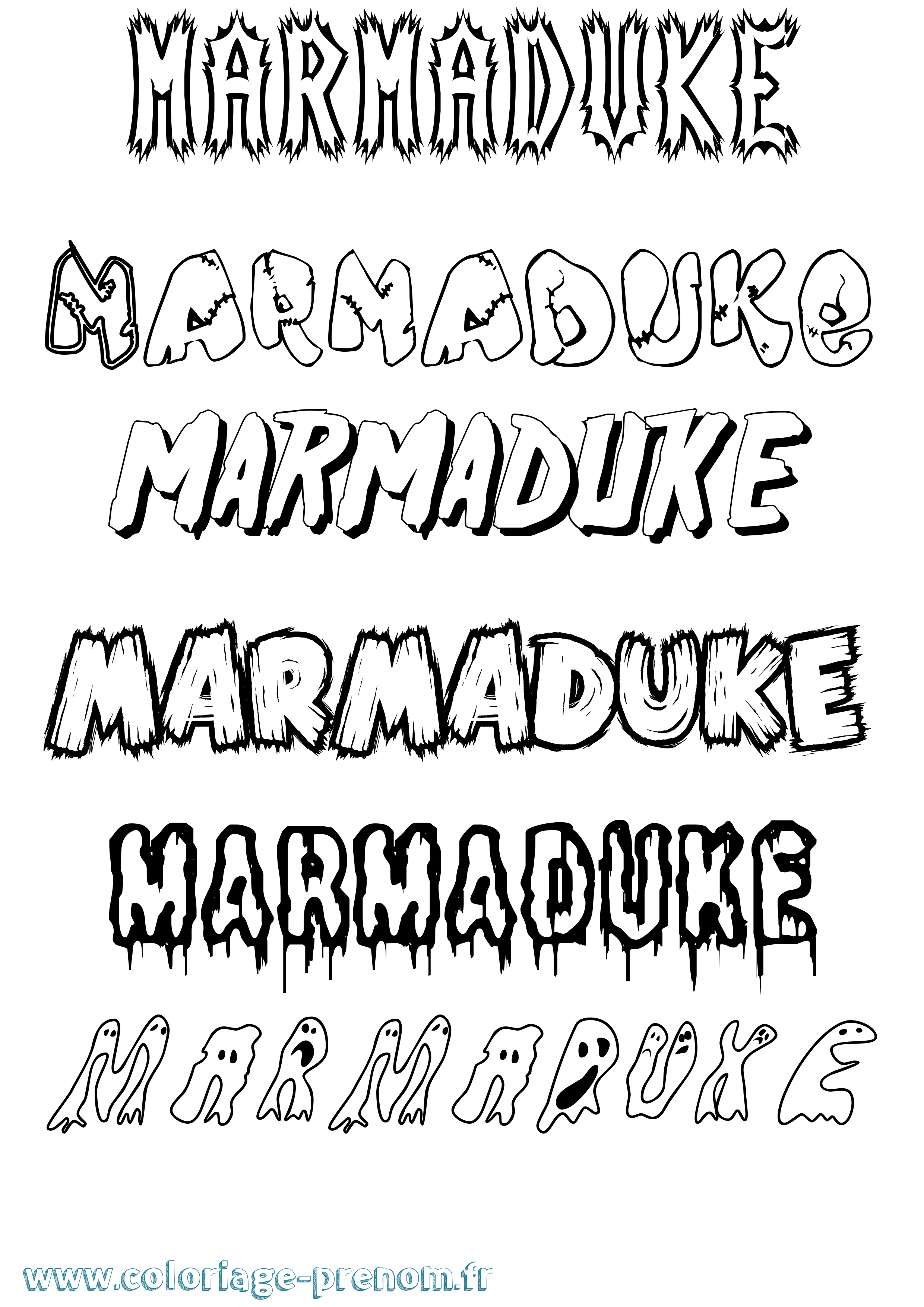 Coloriage prénom Marmaduke Frisson