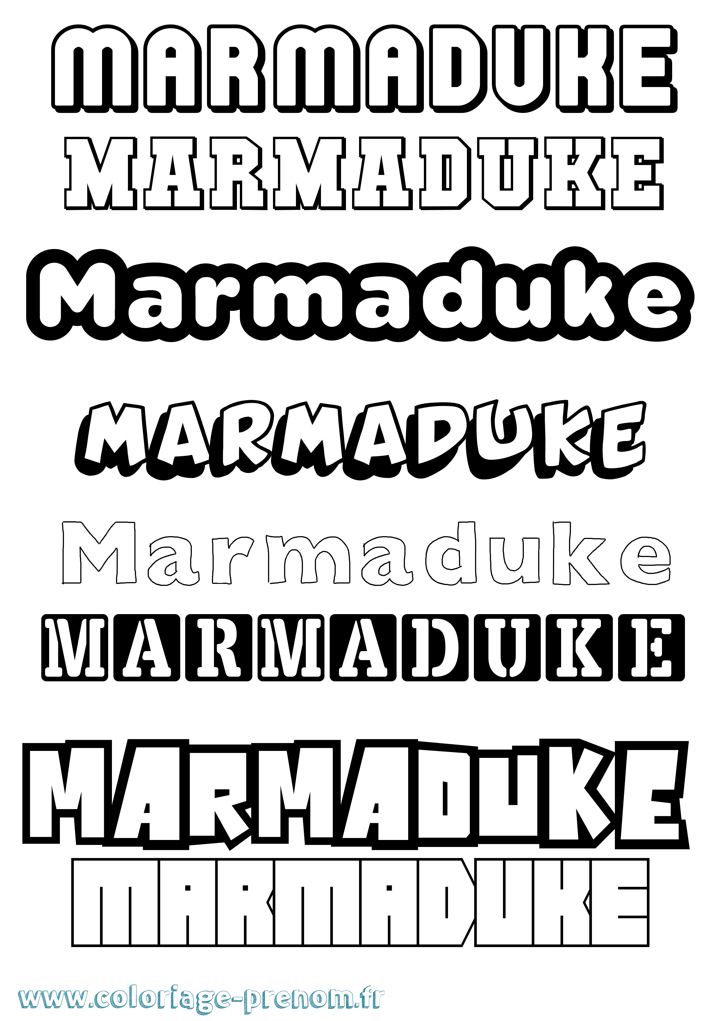 Coloriage prénom Marmaduke Simple