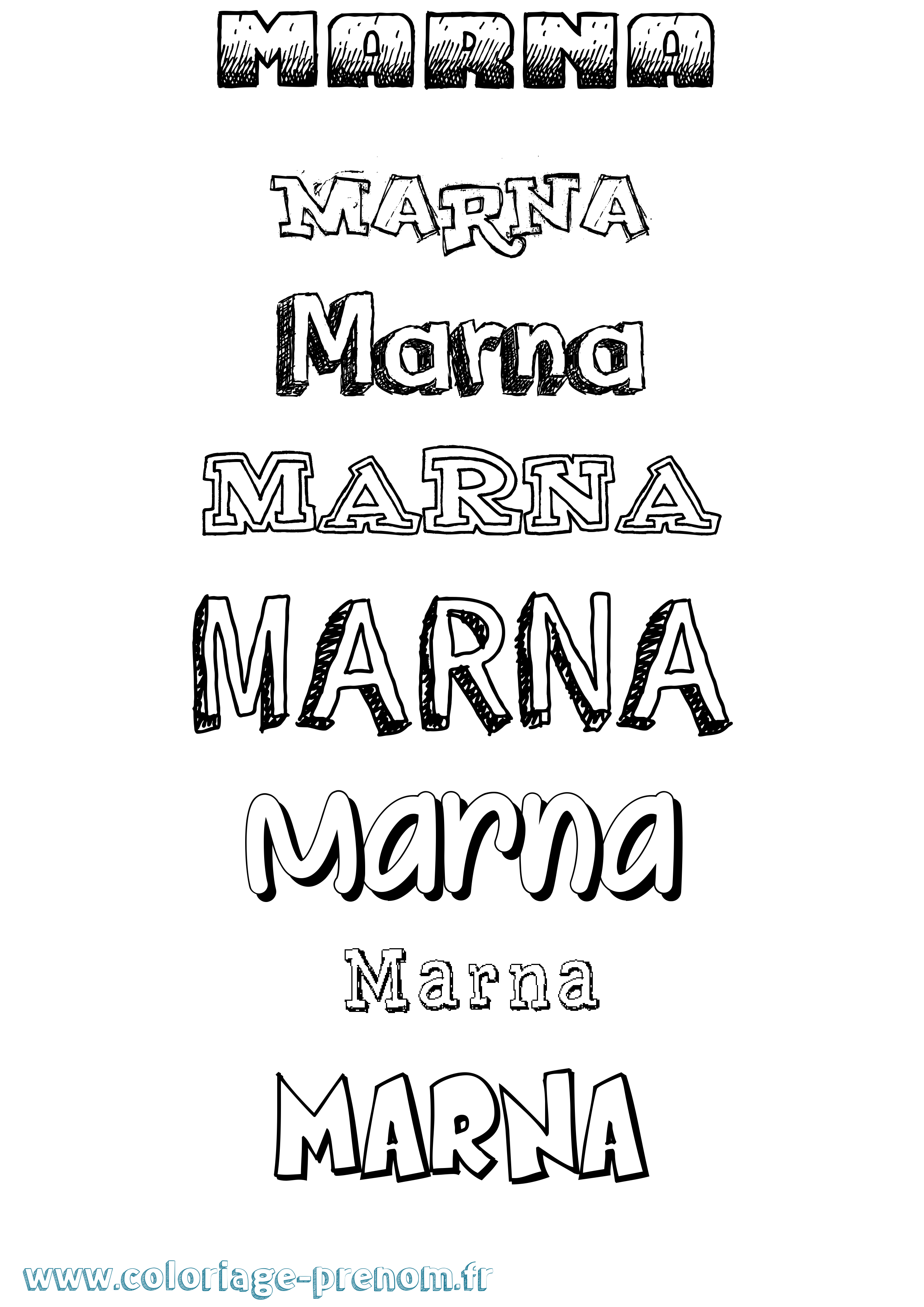 Coloriage prénom Marna Dessiné