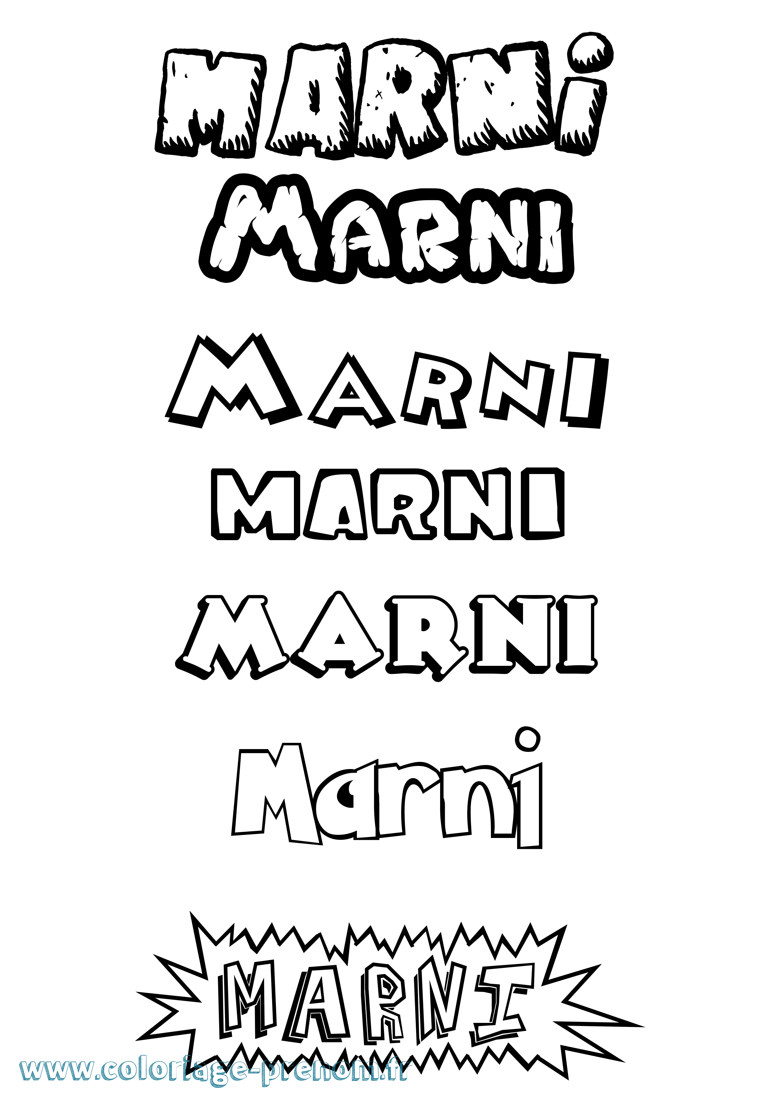 Coloriage prénom Marni Dessin Animé