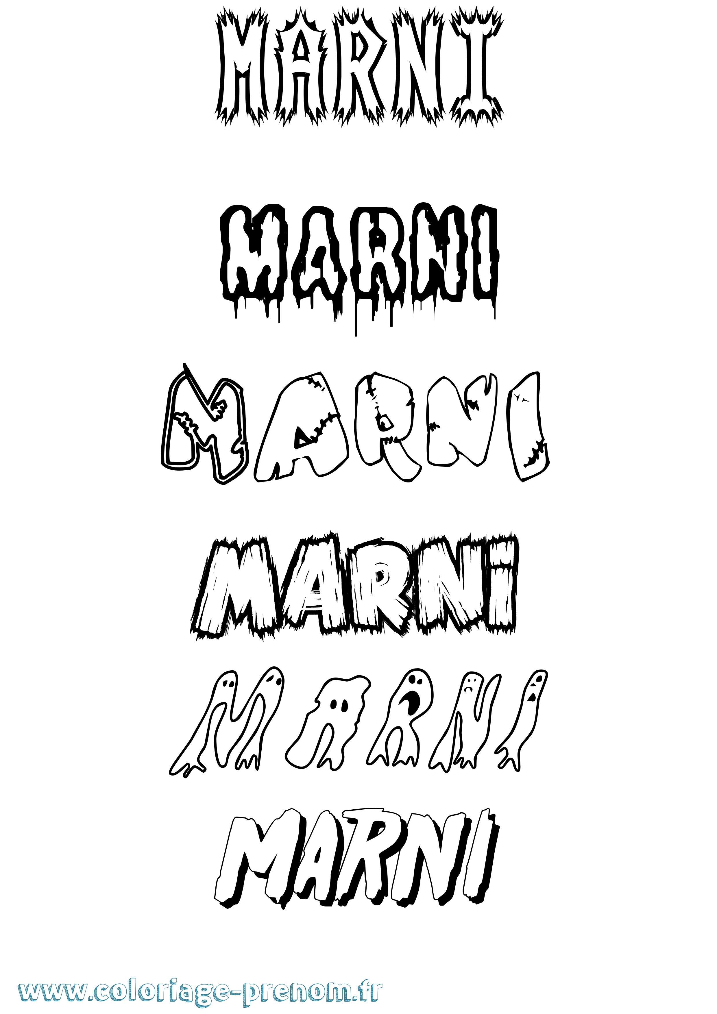 Coloriage prénom Marni Frisson