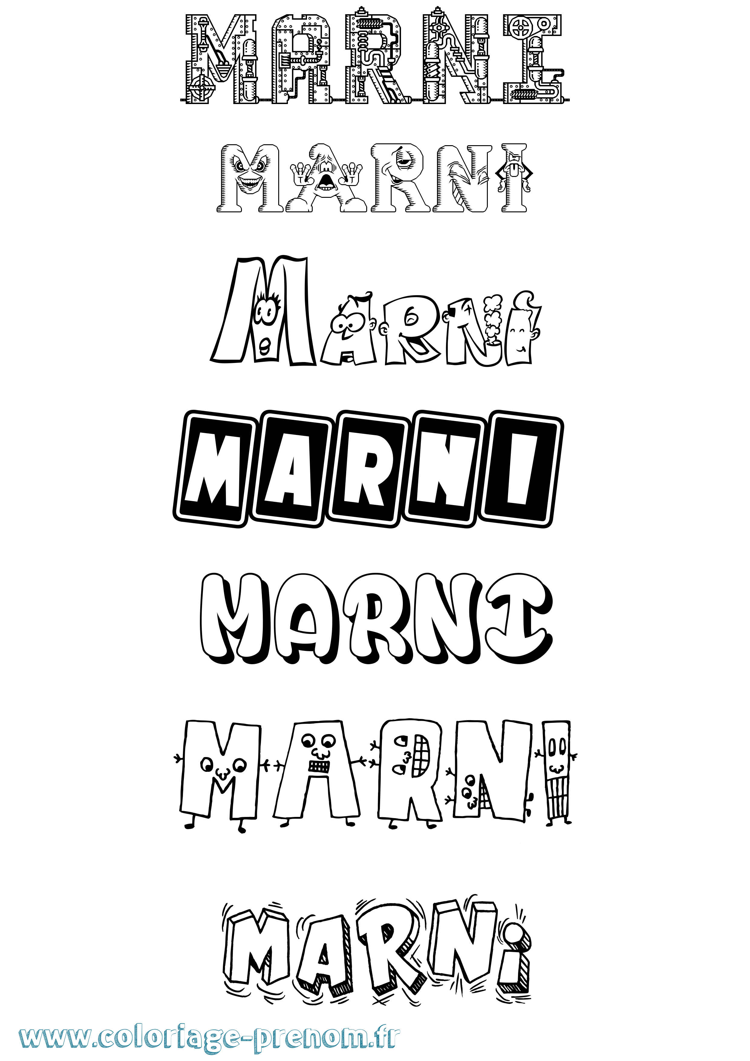 Coloriage prénom Marni Fun