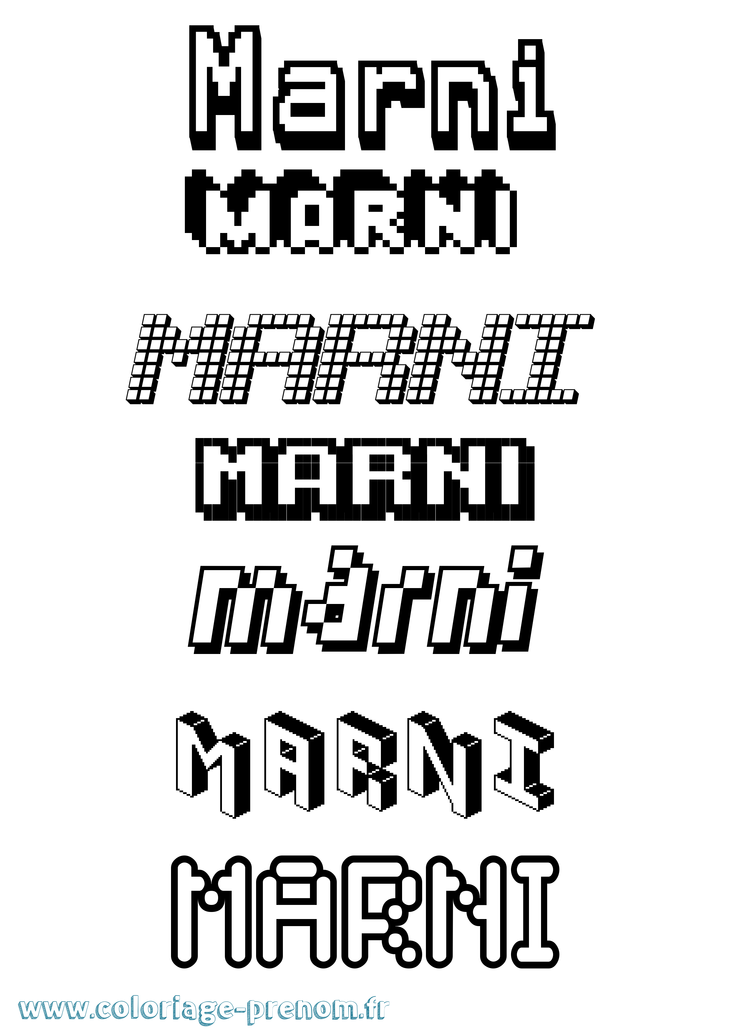 Coloriage prénom Marni Pixel
